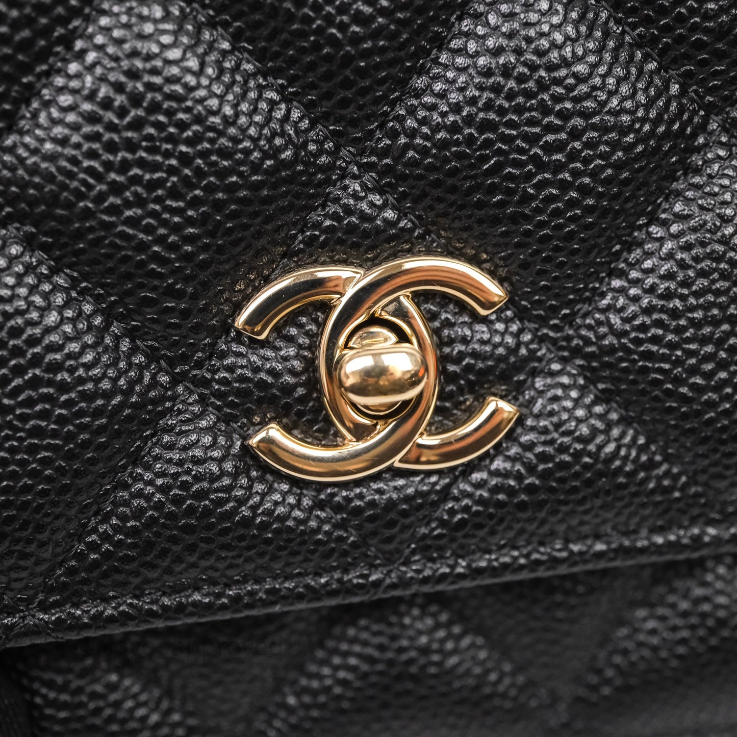 Chanel WOC With Ribbon Chain Black Caviar Gold Hardware