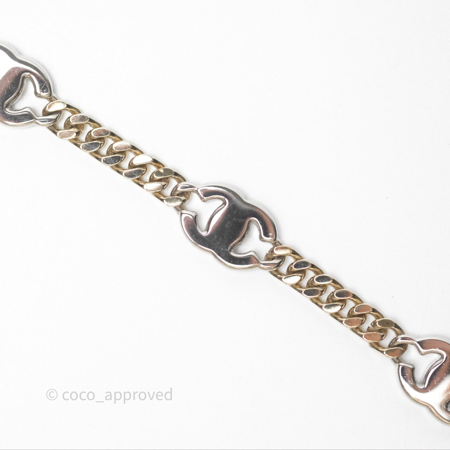 Chanel Silver CC Crystal Chain Choker Gold Tone 24V