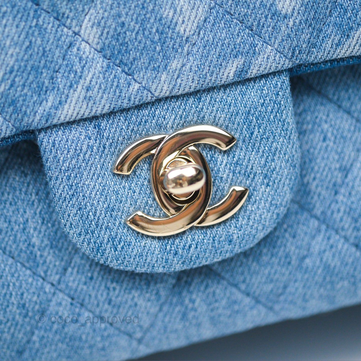 Chanel Classic M/L Medium Flap Quilted Denim Gold Hardware 19P
