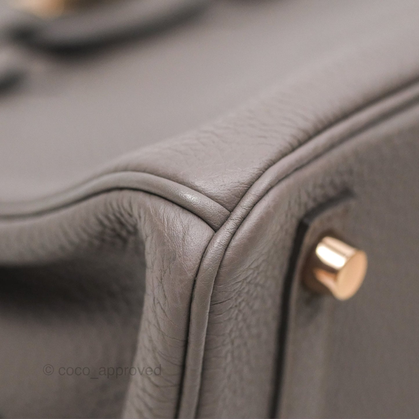 Hermes Birkin 25 Retourne Etain 8F Togo Gold Hardware