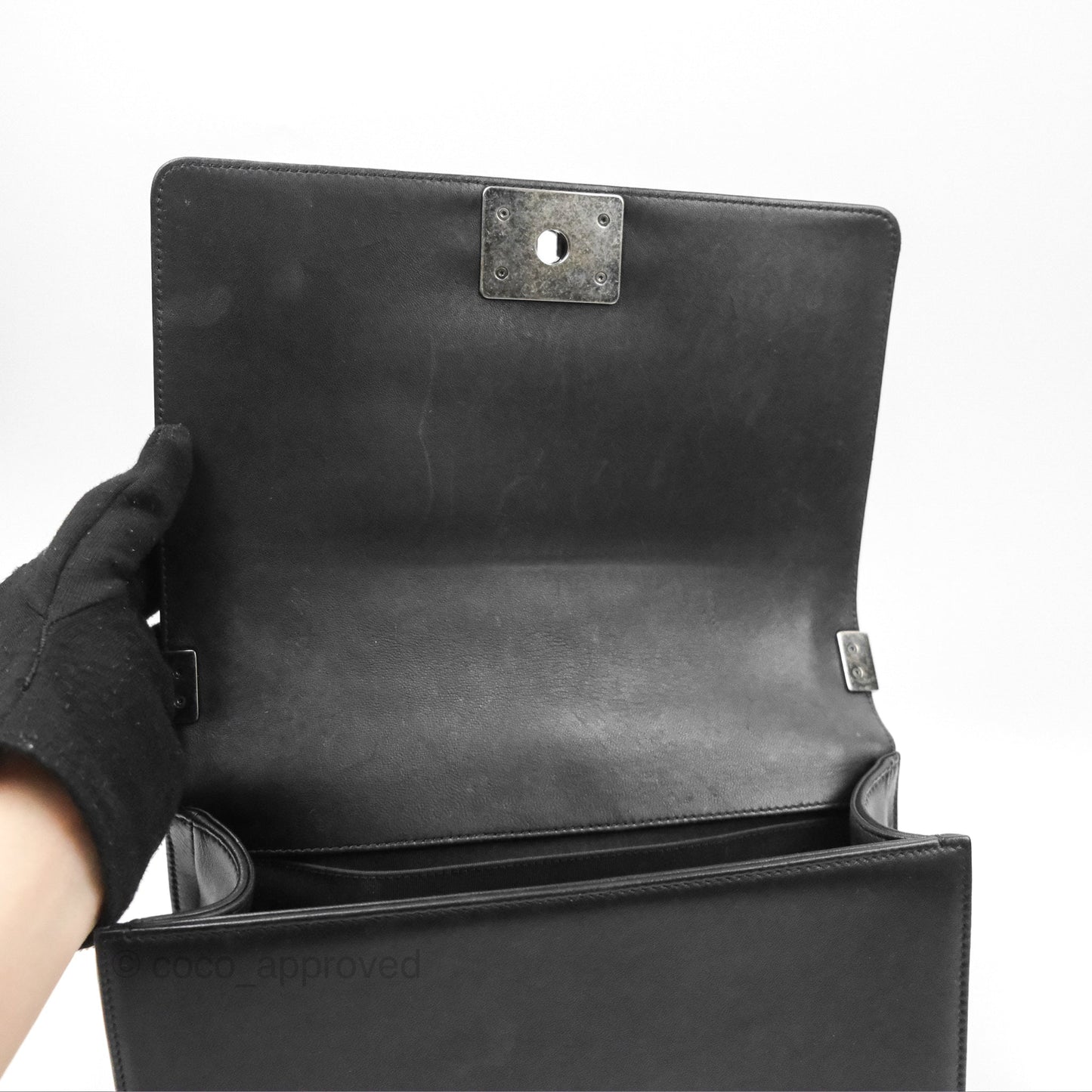Chanel Quilted Medium Boy Black Calfskin Ruthenium Hardware