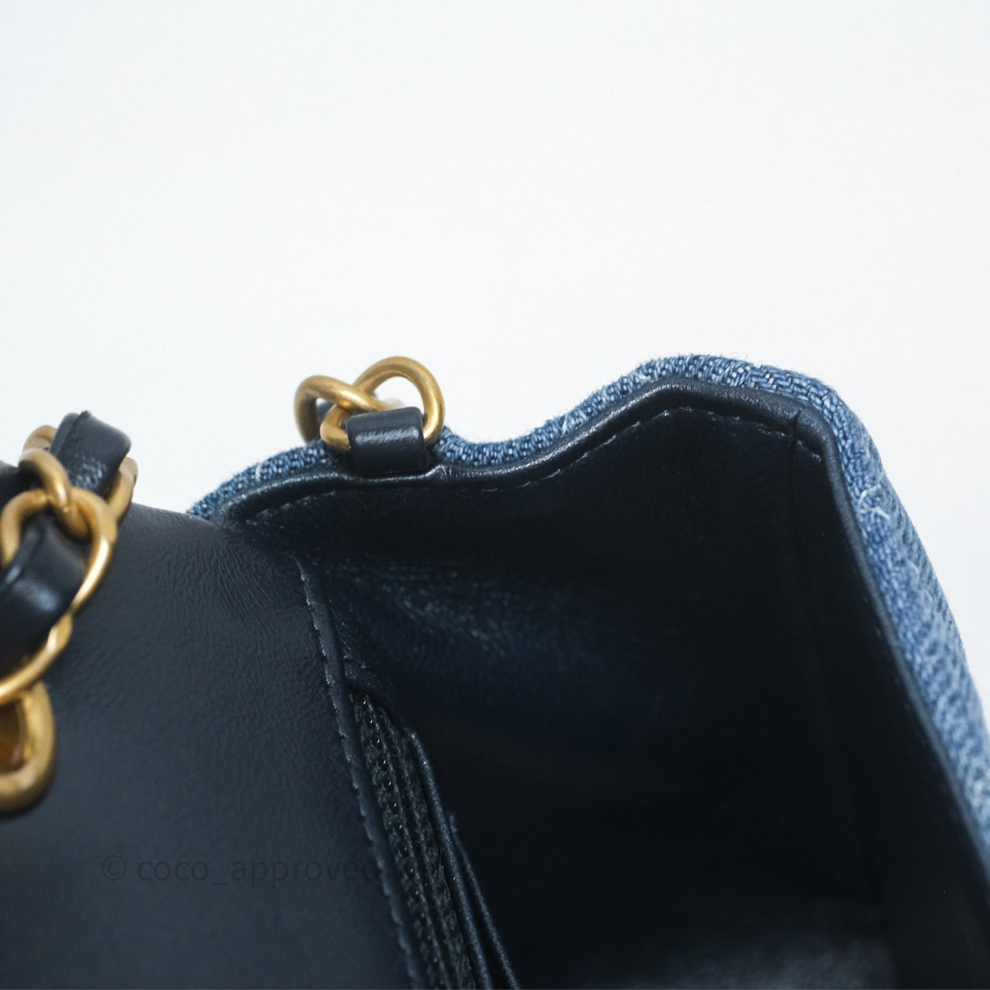 Chanel Quilted Mini Rectangular Flap Denim Aged Gold Hardware