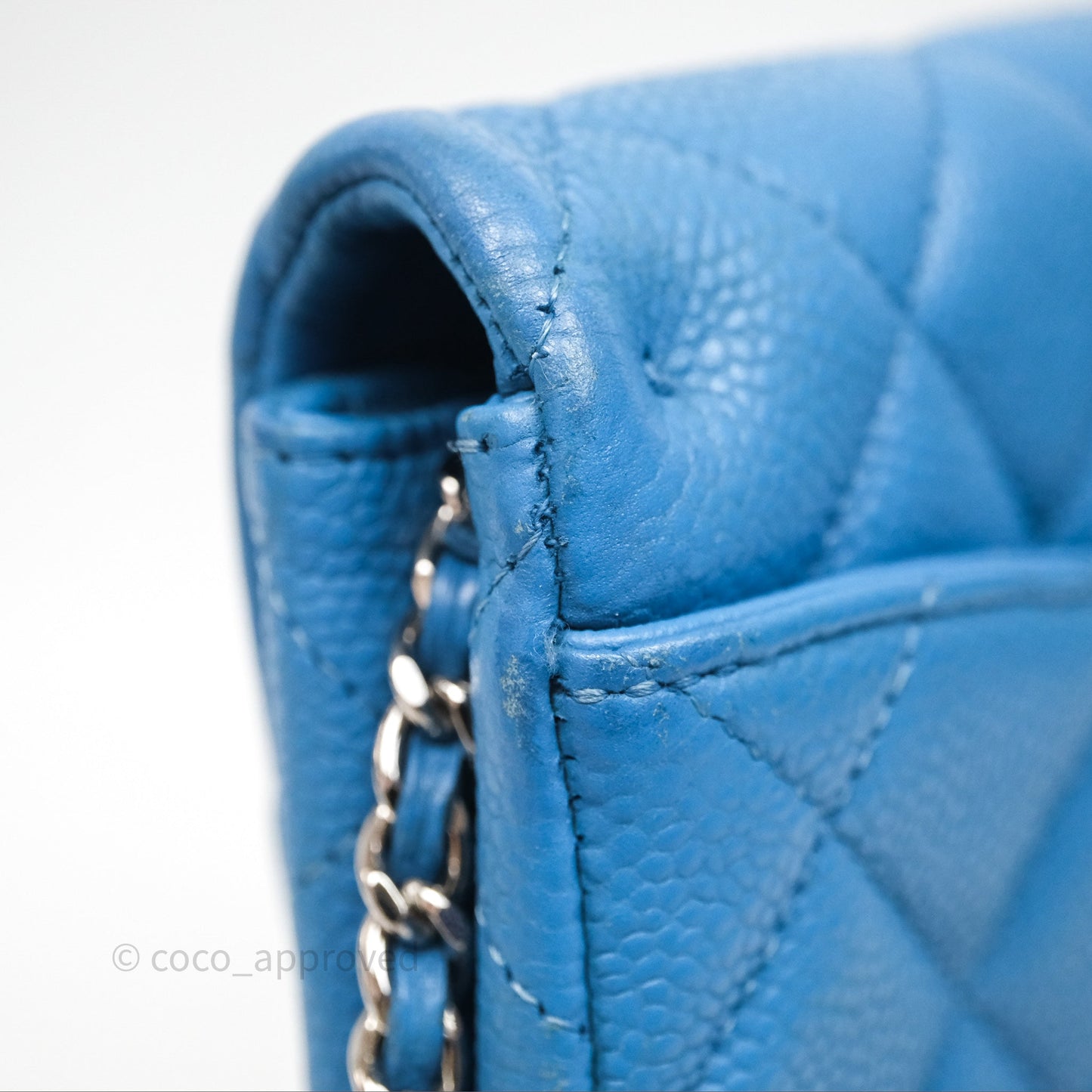 Chanel Quilted Clutch with Chain Caviar Azul Sliver Hardware