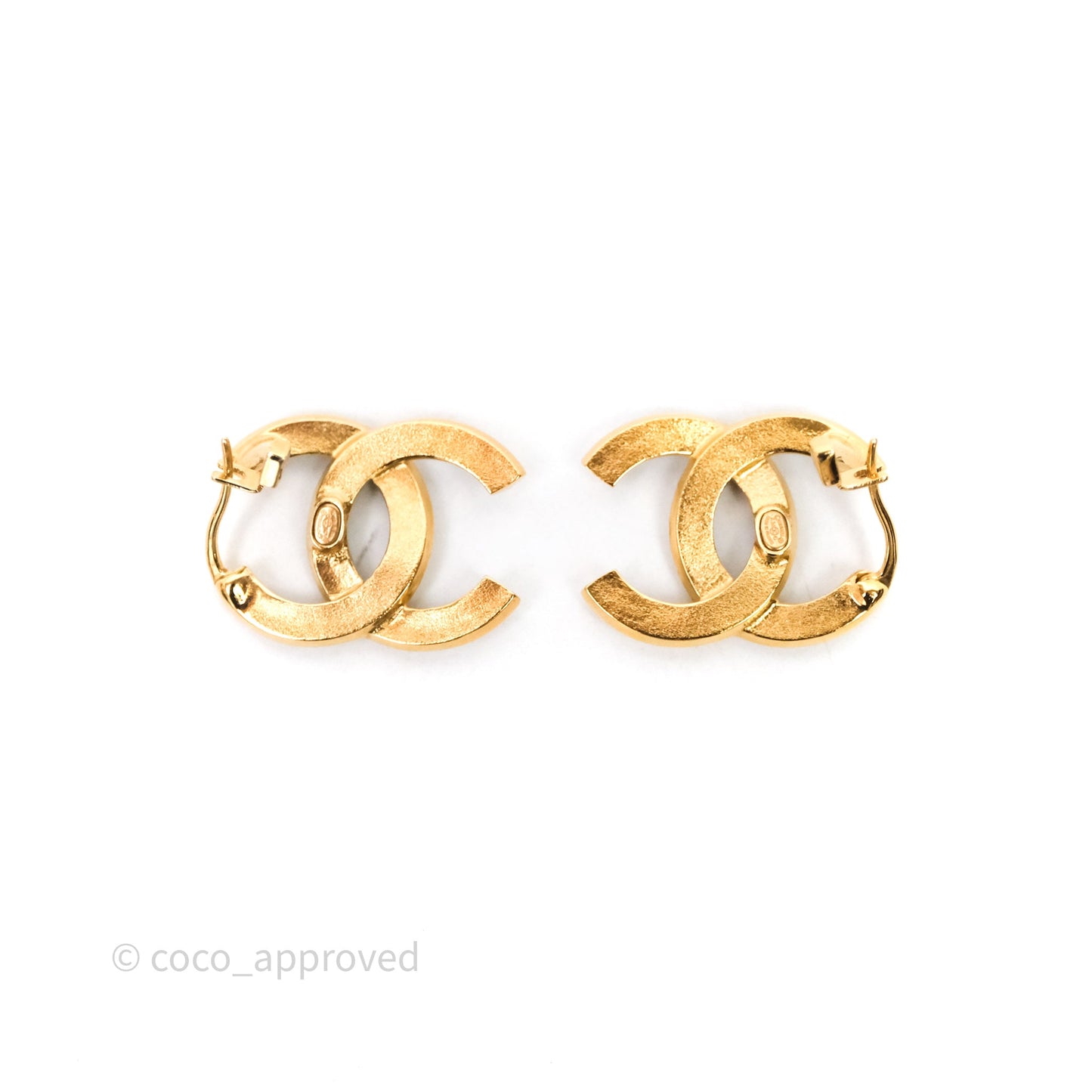 Chanel CC Crystals Black Resin Earrings Gold Tone 24C