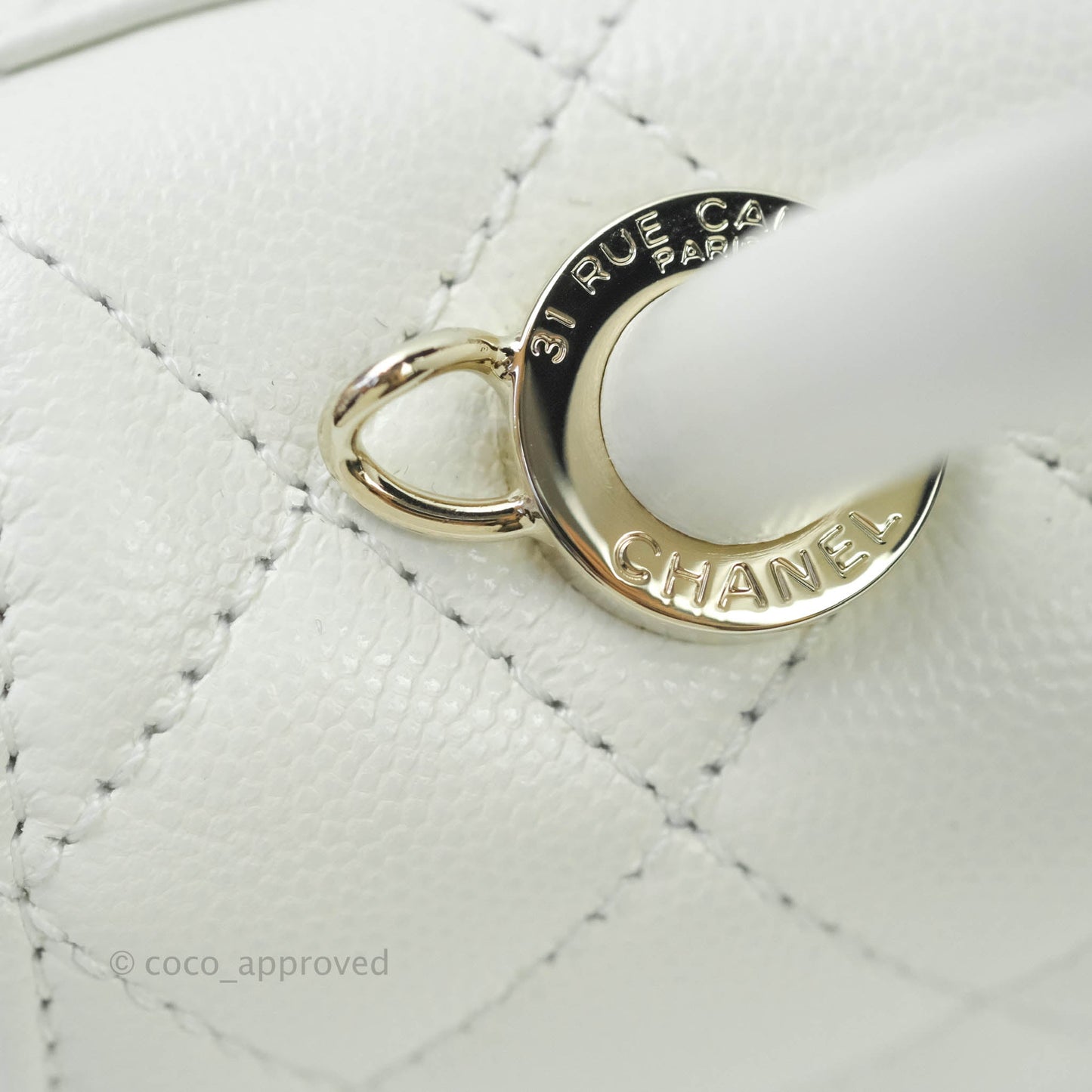 Chanel Extra Mini Coco Handle Quilted White Caviar Gold Hardware