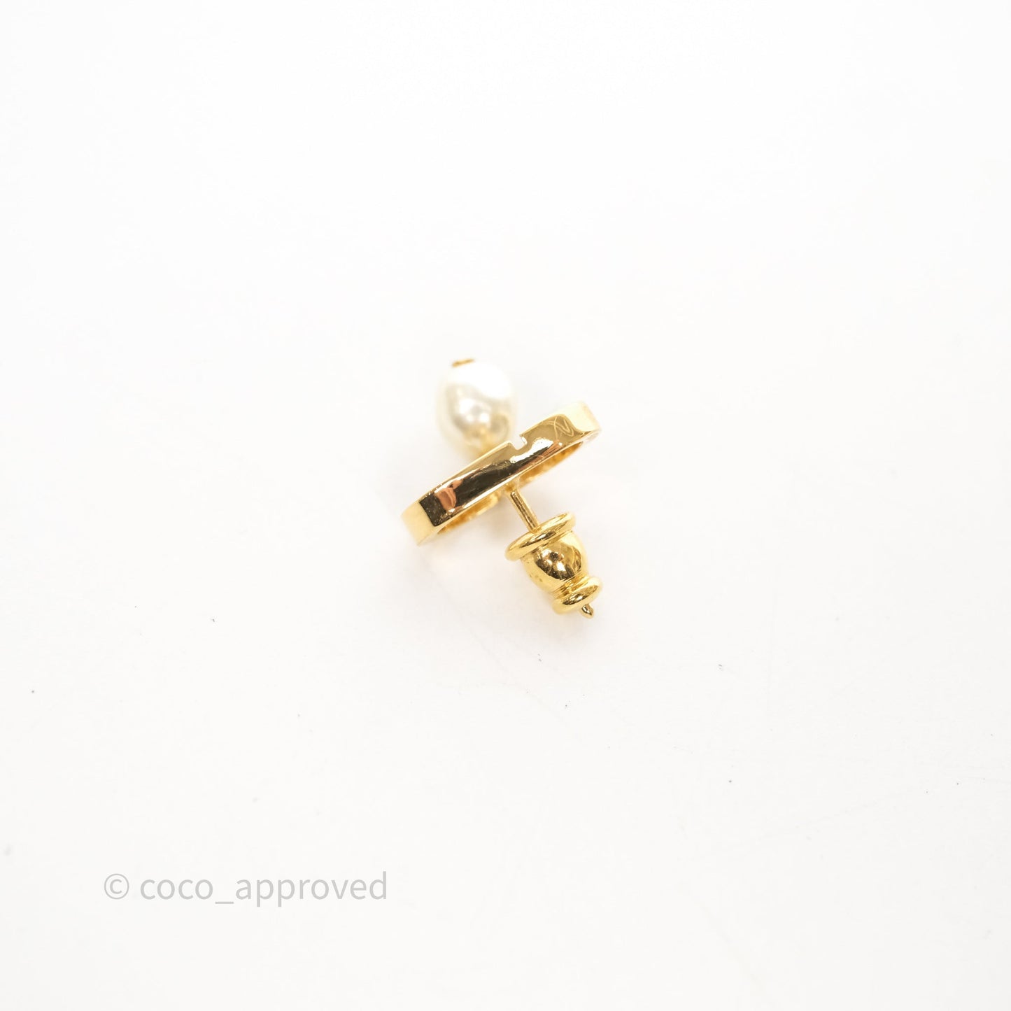 Christian Dior Petit CD Pearl Earrings Gold Tone