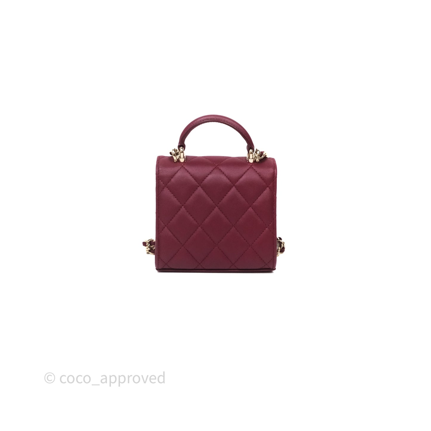 Chanel Mini Top Handle Flap Bag Red Lambskin Gold Hardware