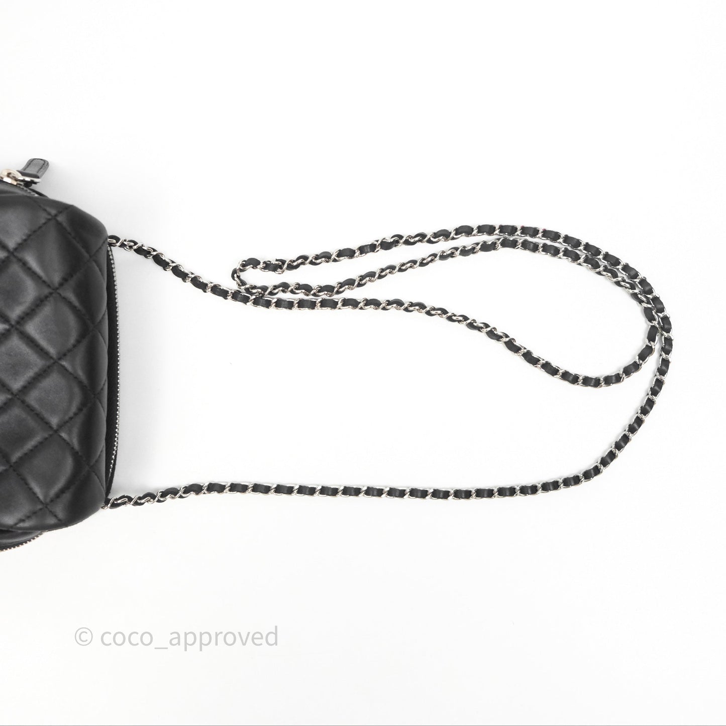 Chanel Mini Quilted Double Pouch Bag Lambskin Sliver Hardware