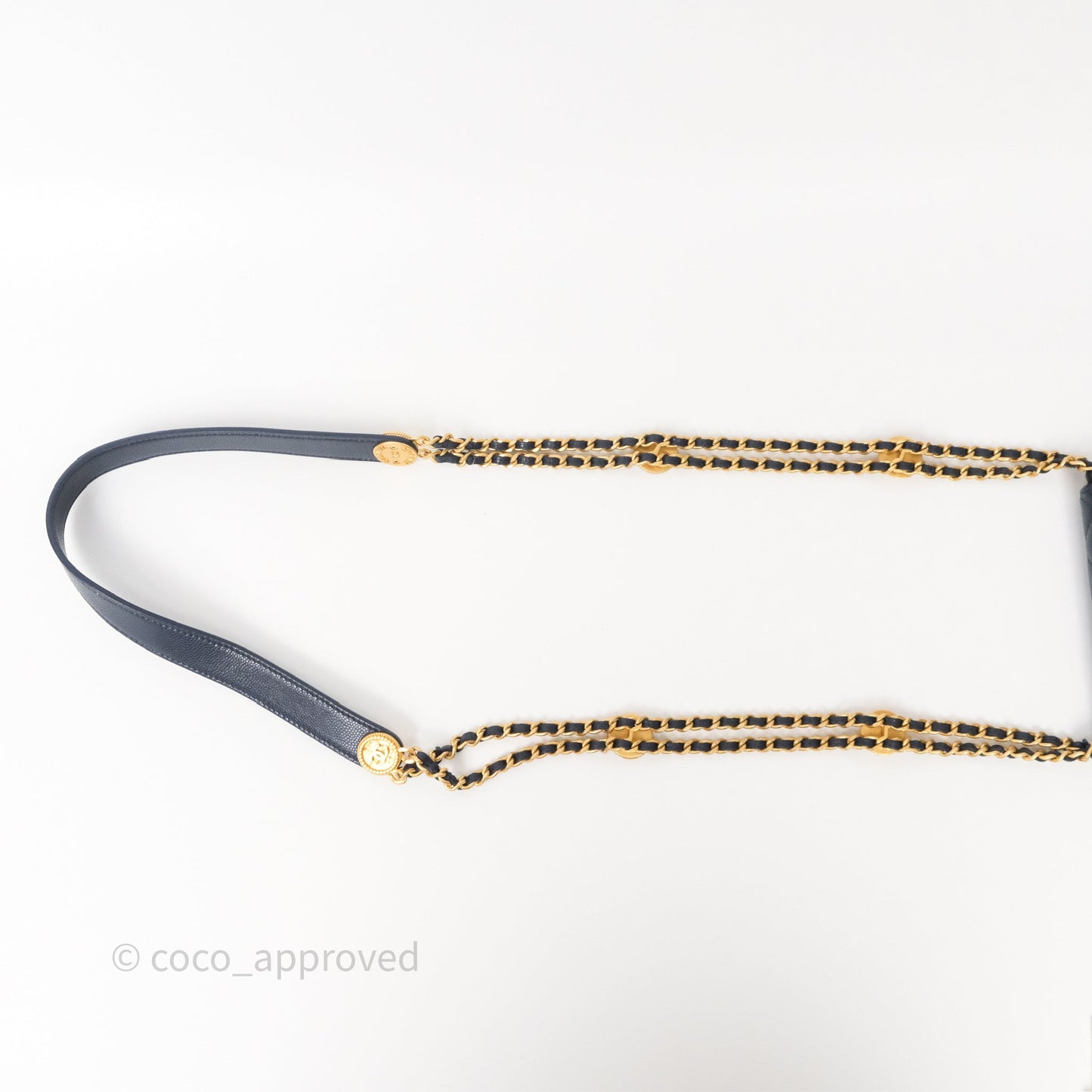 Chanel Twist Your Button Coin Purse With Chain Navy Shiny Caviar