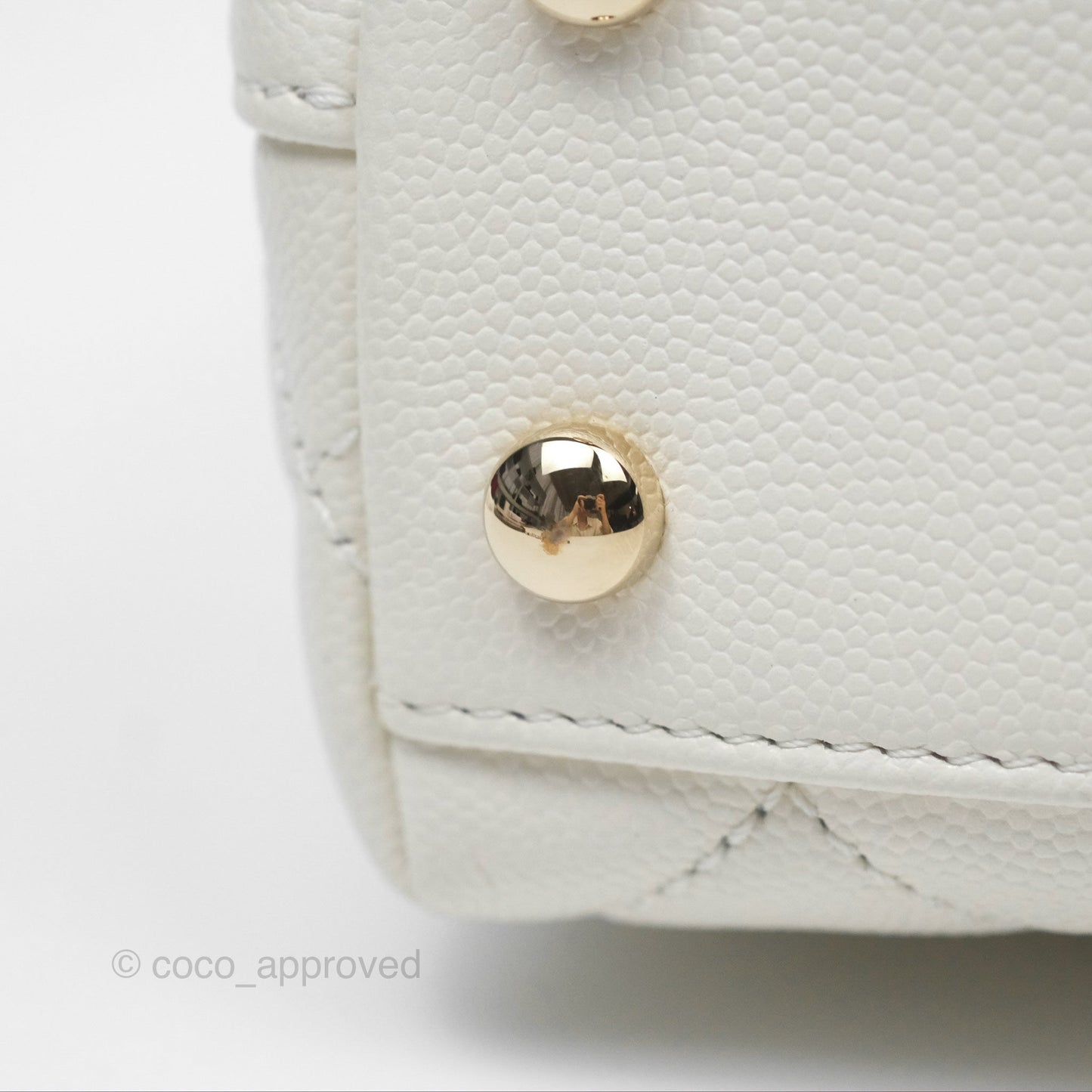 Chanel Mini Coco Handle White Caviar Gold Hardware