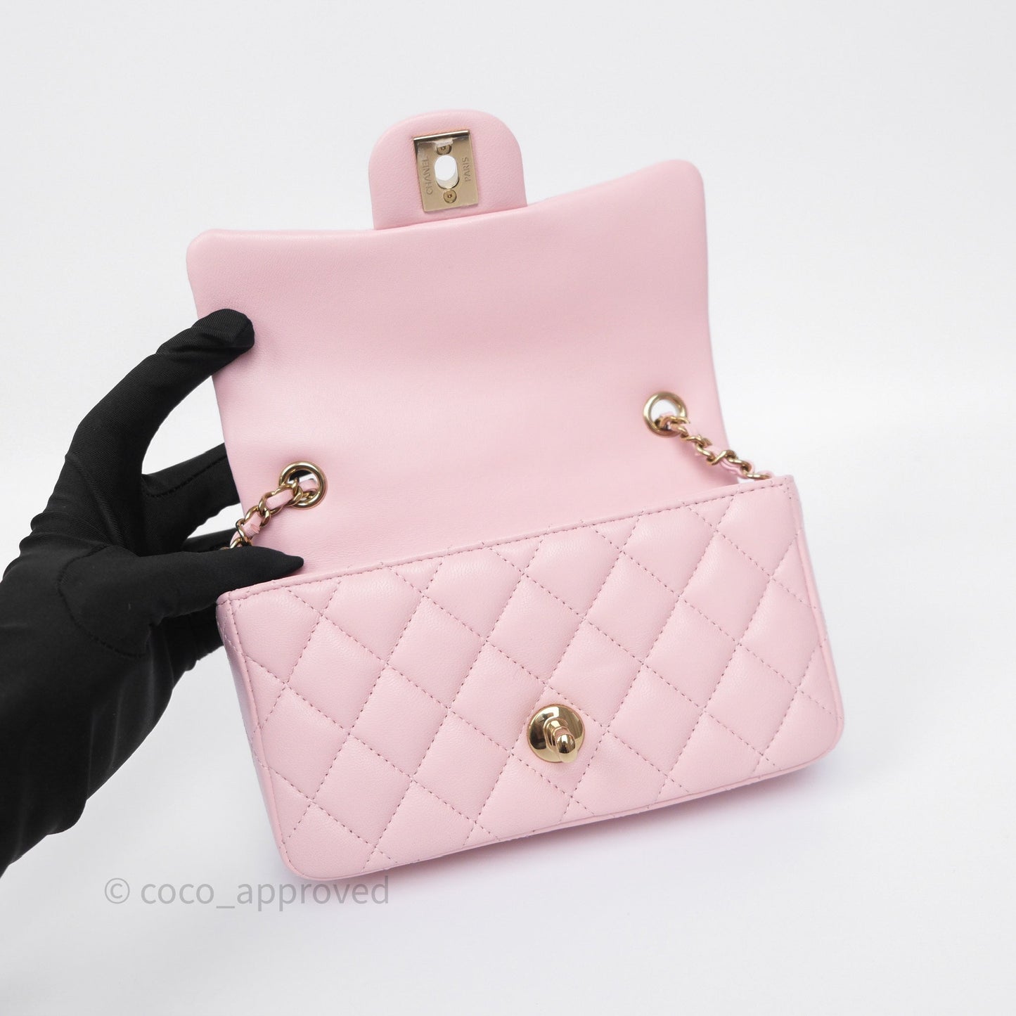 Chanel Quilted Extra Mini Rectangular Flap Pink Lambskin Gold Hardware