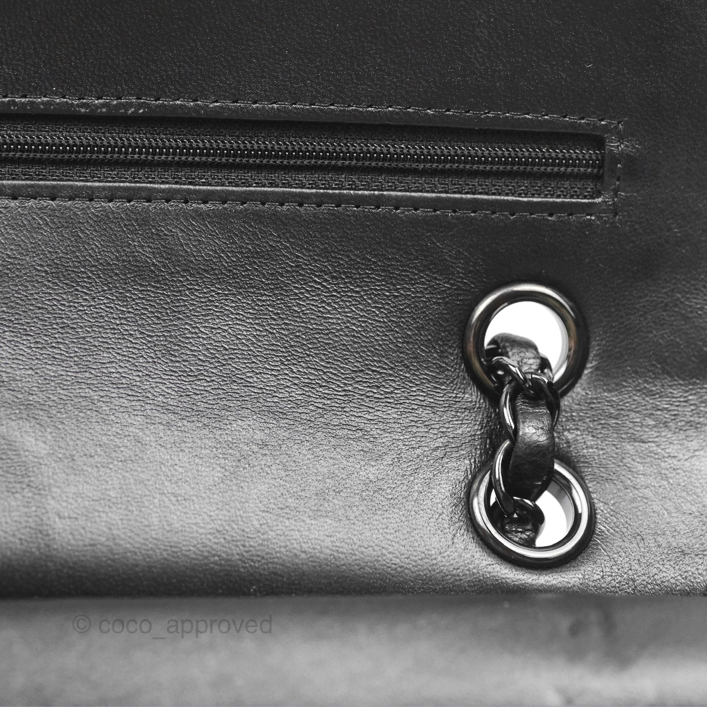 Chanel Classic M/L Medium Flap Chevron So Black Calfskin