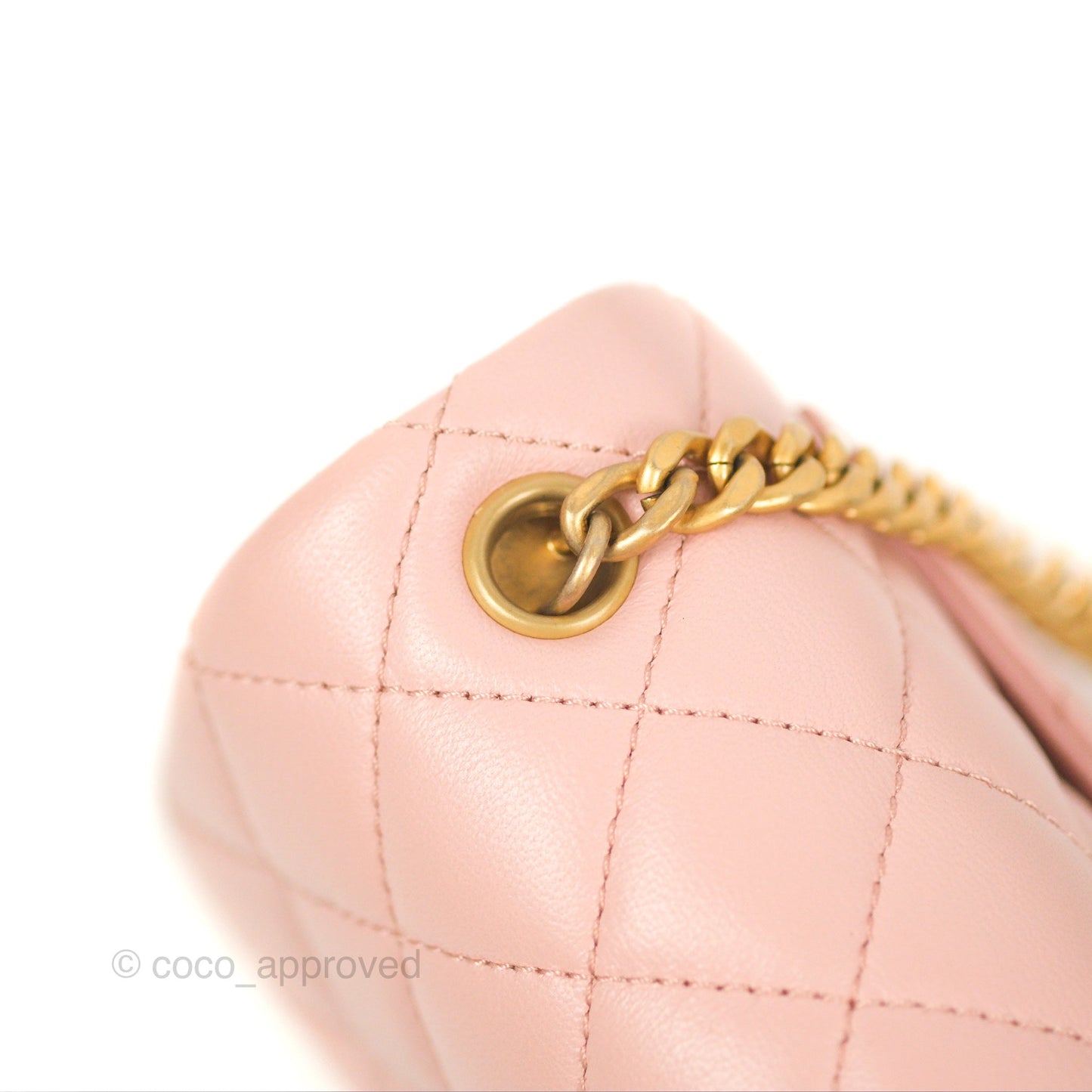 Chanel Quilted Mini Square Flap with Camellia Adjustable Chain Pink Clair Lambskin 23S