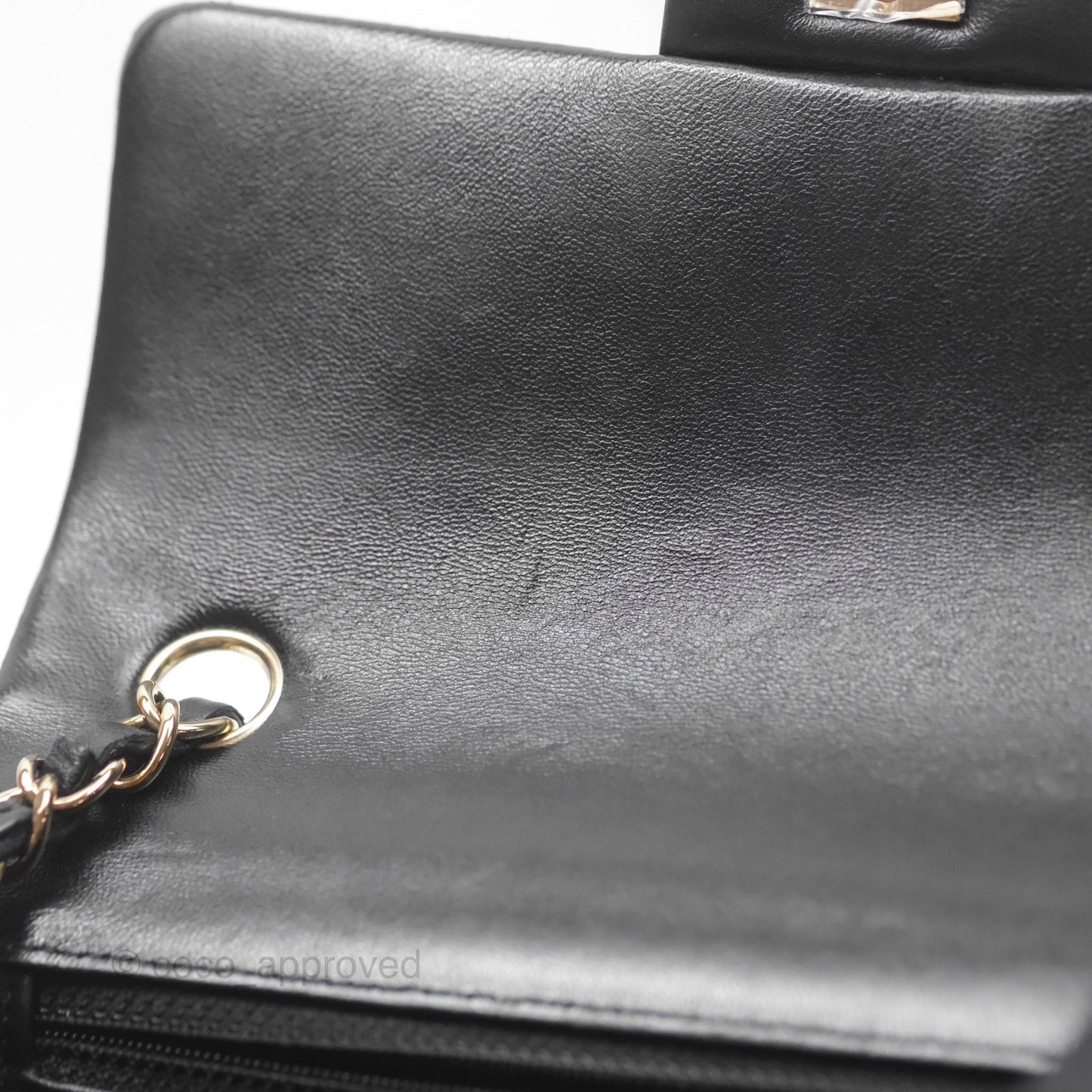 Chanel Quilted Mini Rectangular Flap Black Lambskin Gold Hardware