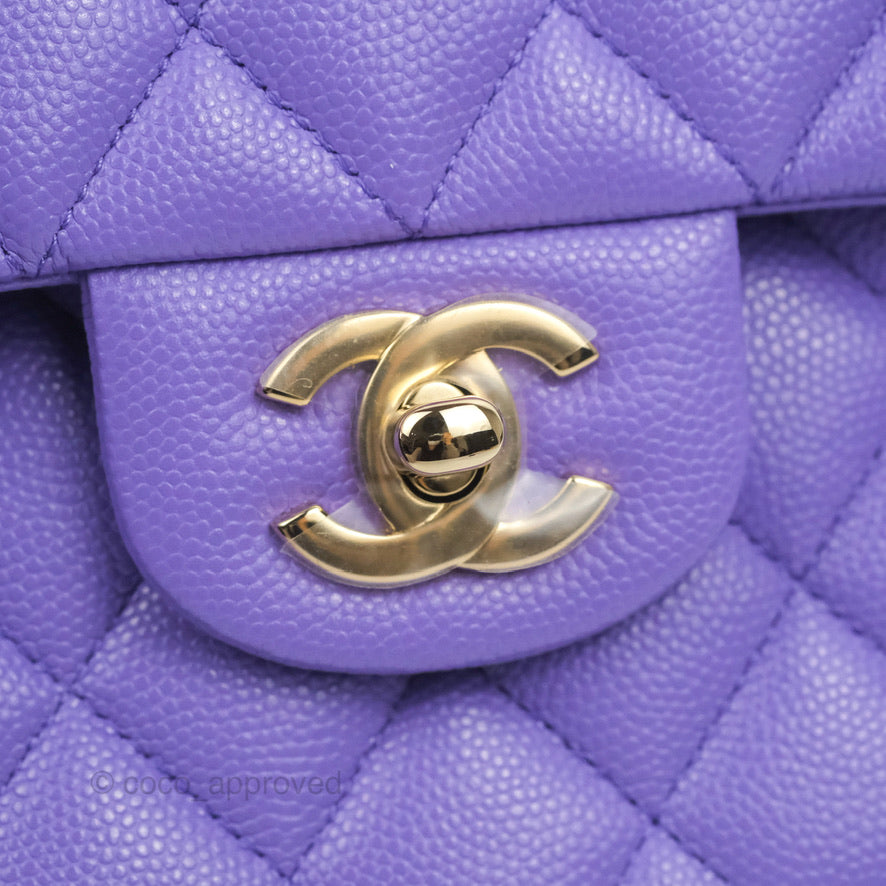 Chanel Classic Small S/M Flap Purple Caviar Light Gold Hardware 20S