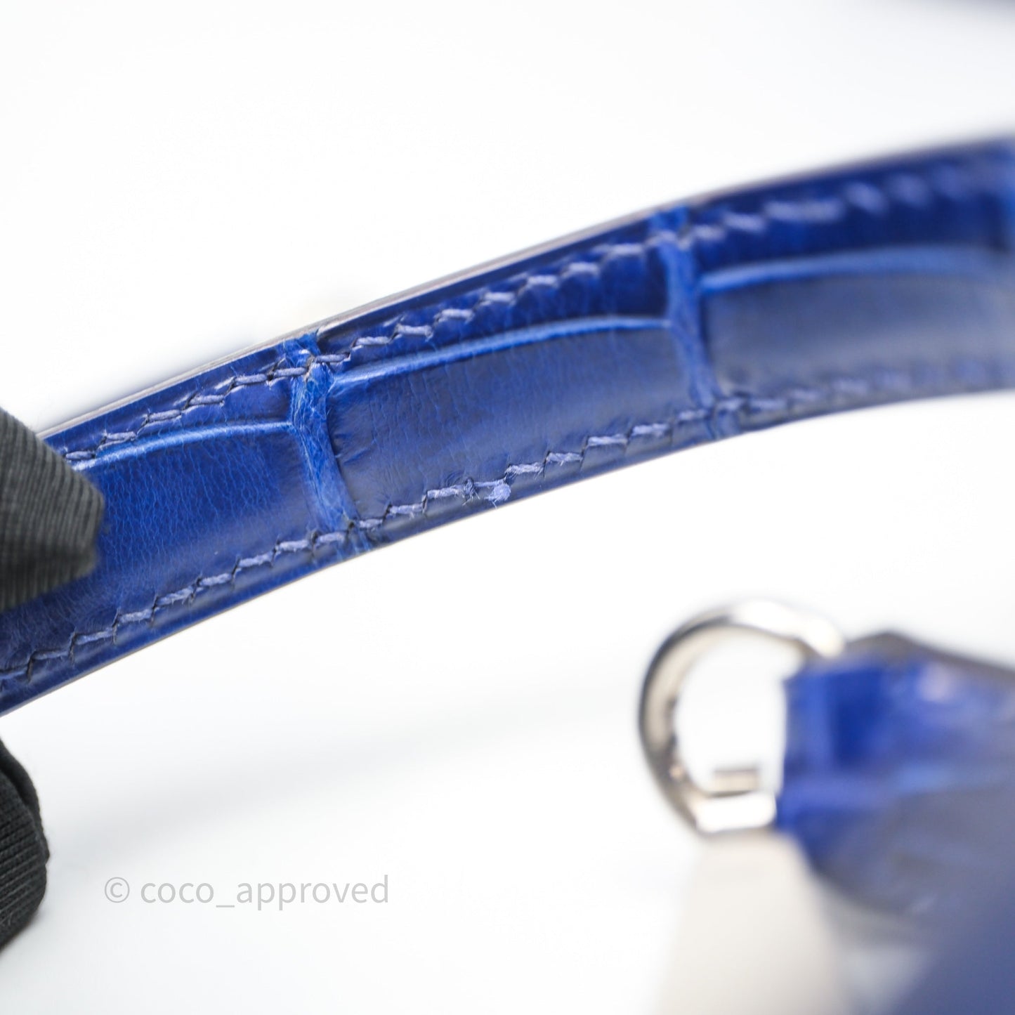 Hermès Kelly 28 Blue Croc Palladium Hardware