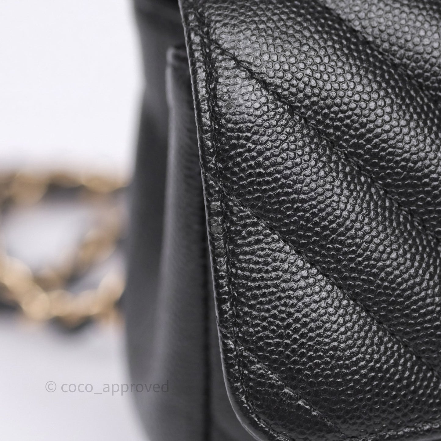 Chanel Mini Rectangular Chevron Black Caviar Gold Hardware