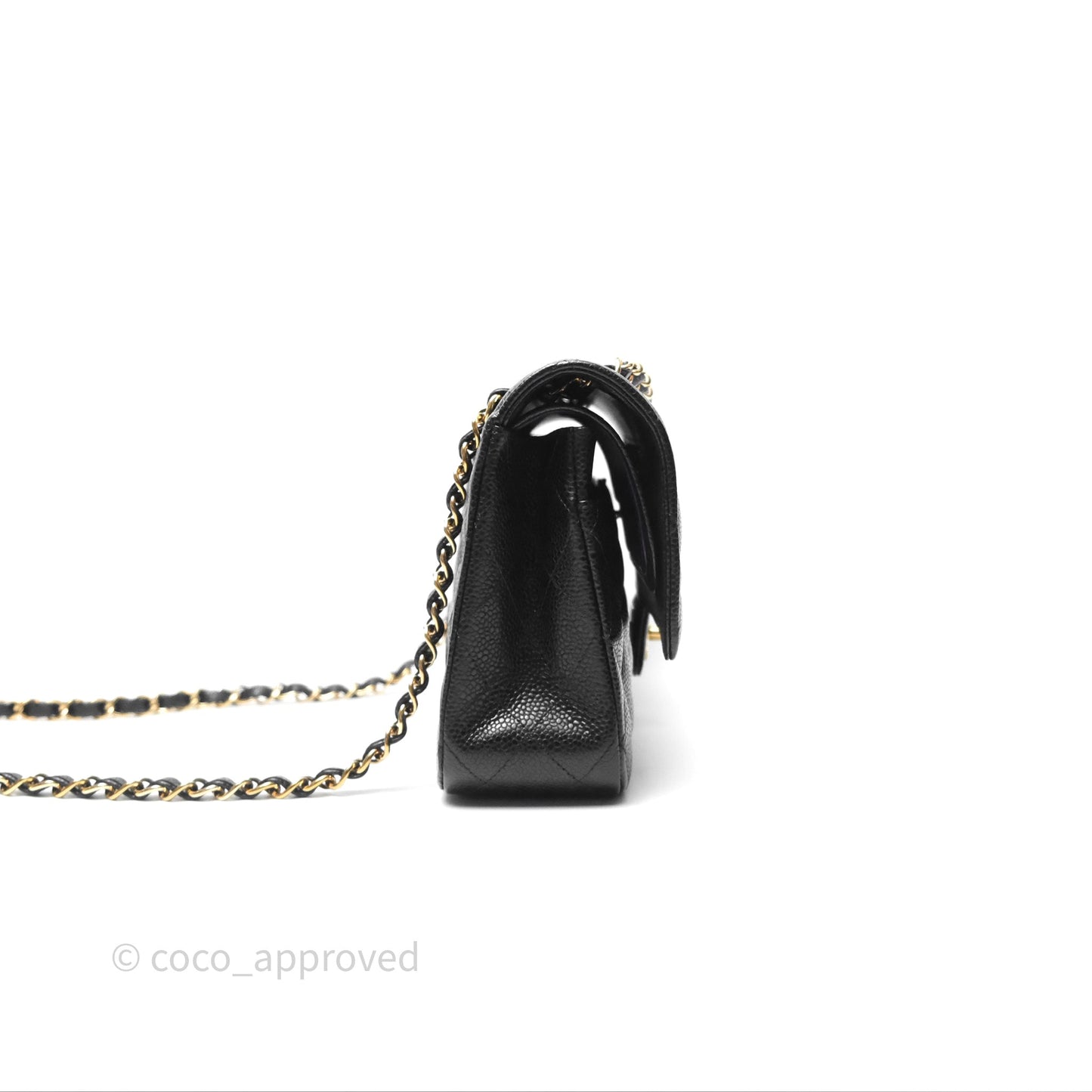 Chanel Classic M/L Medium Flap Quilted Black Caviar Gold Hardware