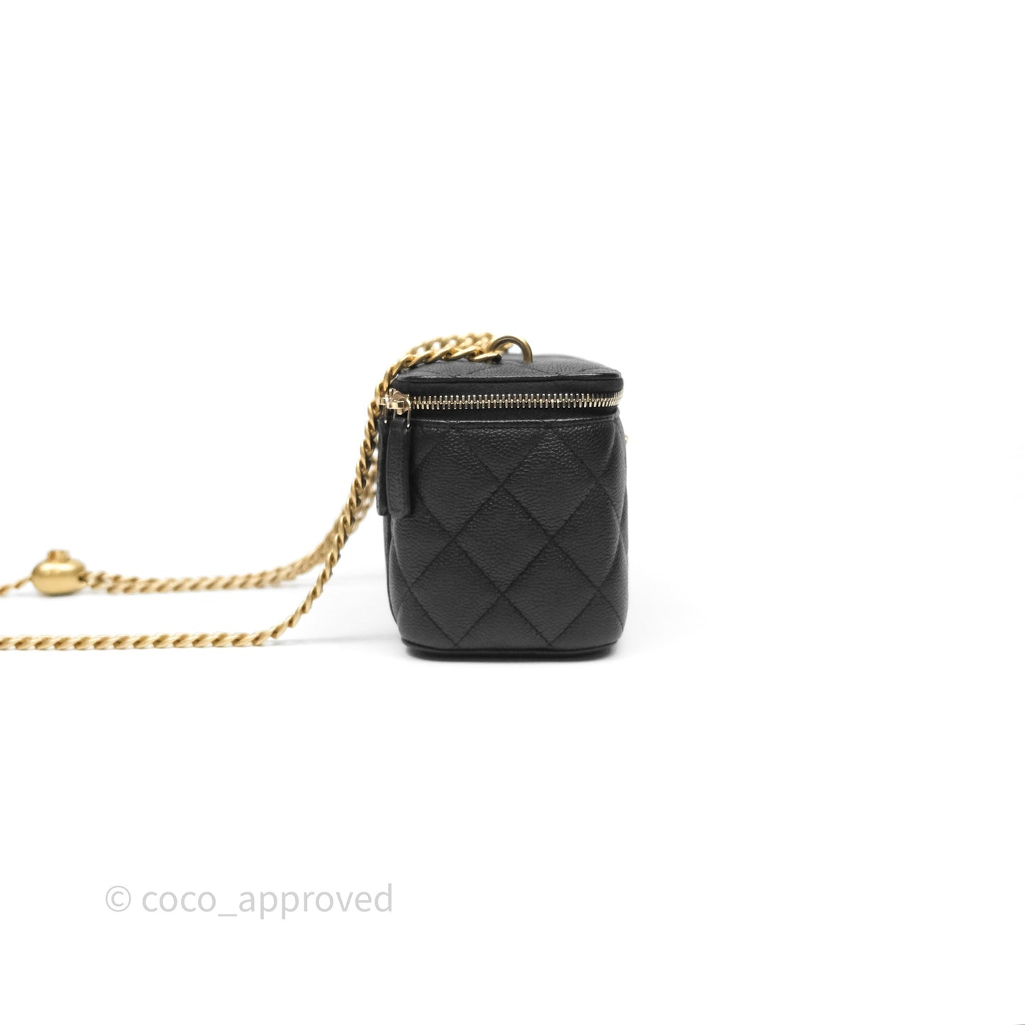Chanel Vanity with Heart Adjustable Chain Black Caviar Aged Gold Hardware