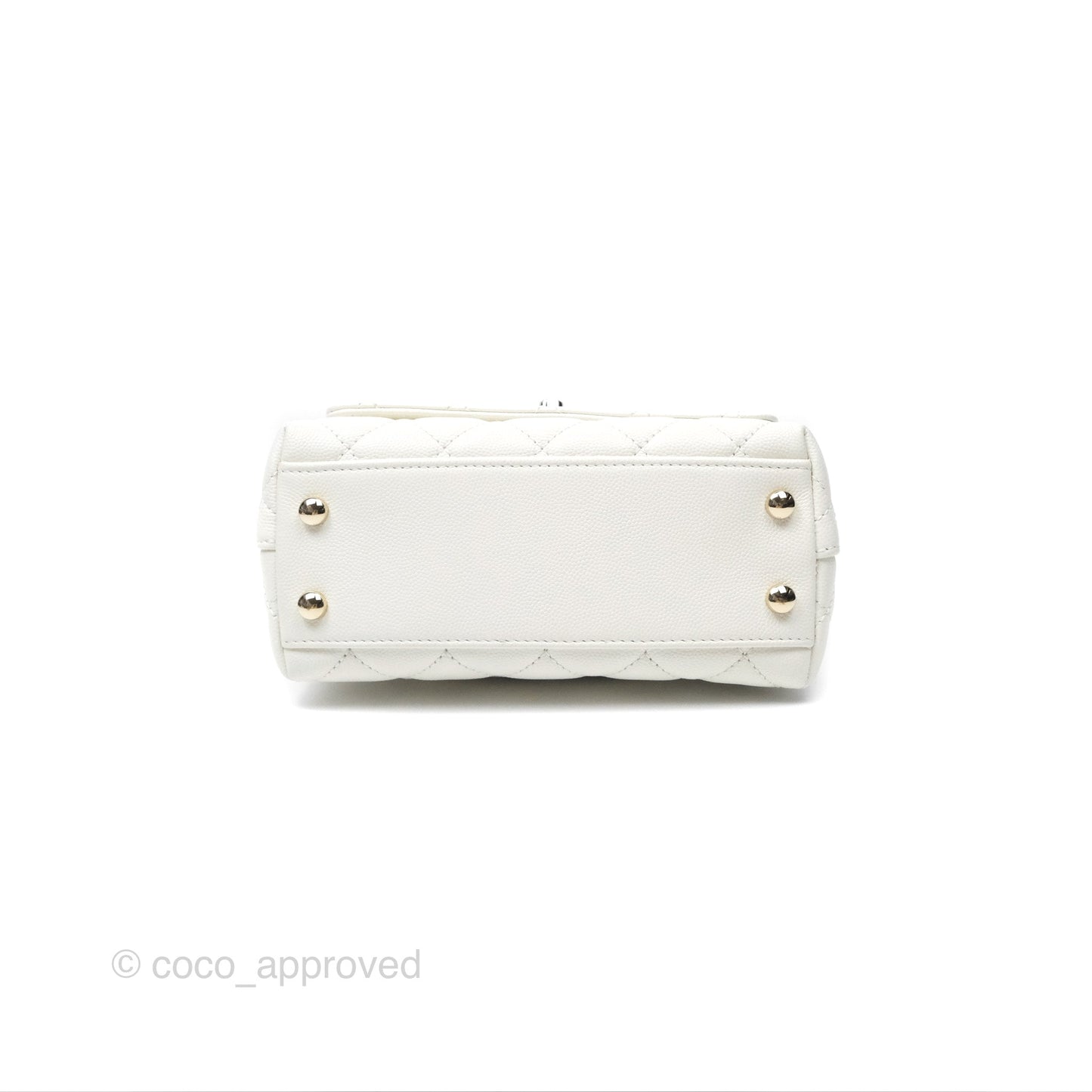 Chanel Mini Coco Handle White Caviar Gold Hardware