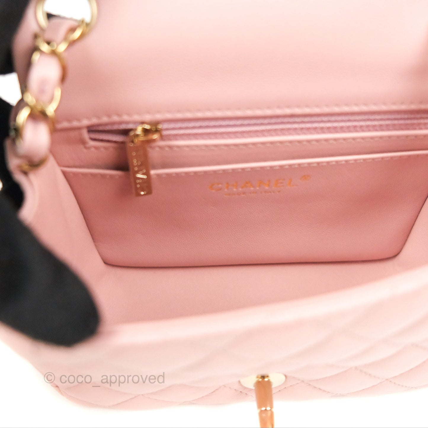 Chanel Quilted Mini Square Flap Pink Lambskin Gold Hardware
