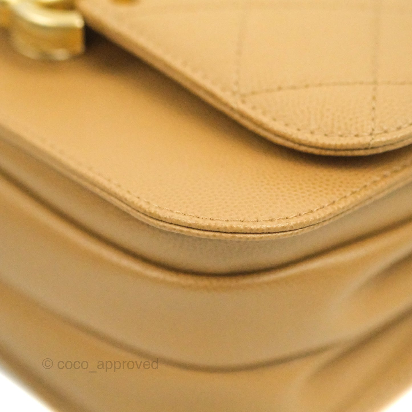 Chanel Mini Messenger Bag Beige Caviar Gold Hardware 21K