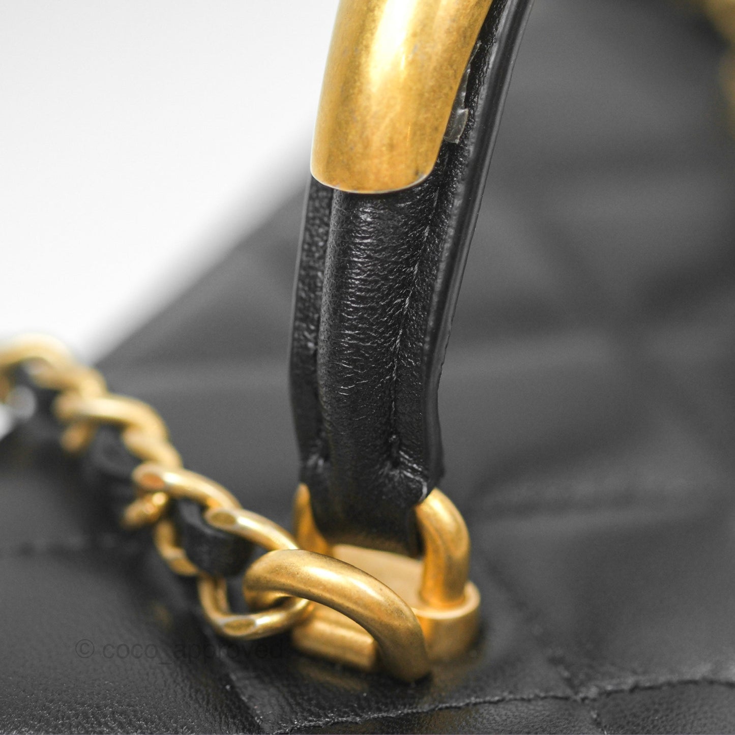 Chanel Vanity Rectangular Metal Top Handle Black Lambskin Aged Gold Hardware 22B
