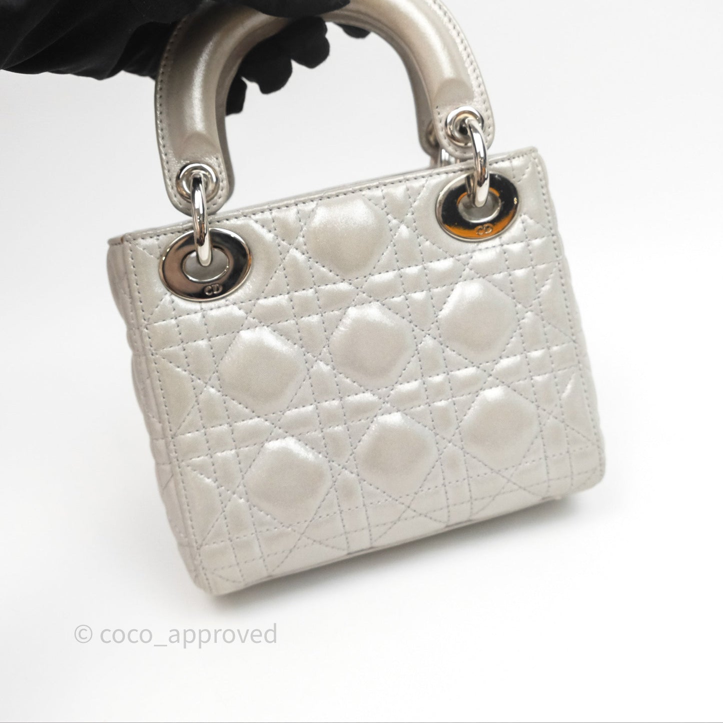 Christian Dior Calfskin Cannage Mini Lady Dior Grey