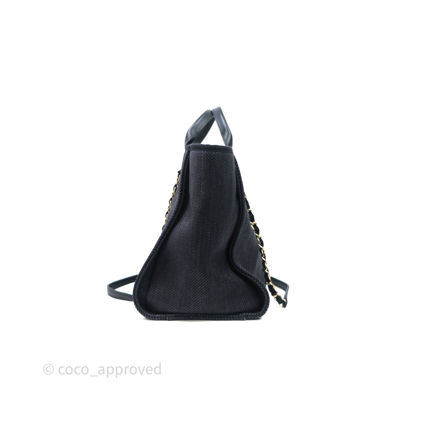 Chanel Large Deauville Charcoal Grey Canvas Light Gold Hardware