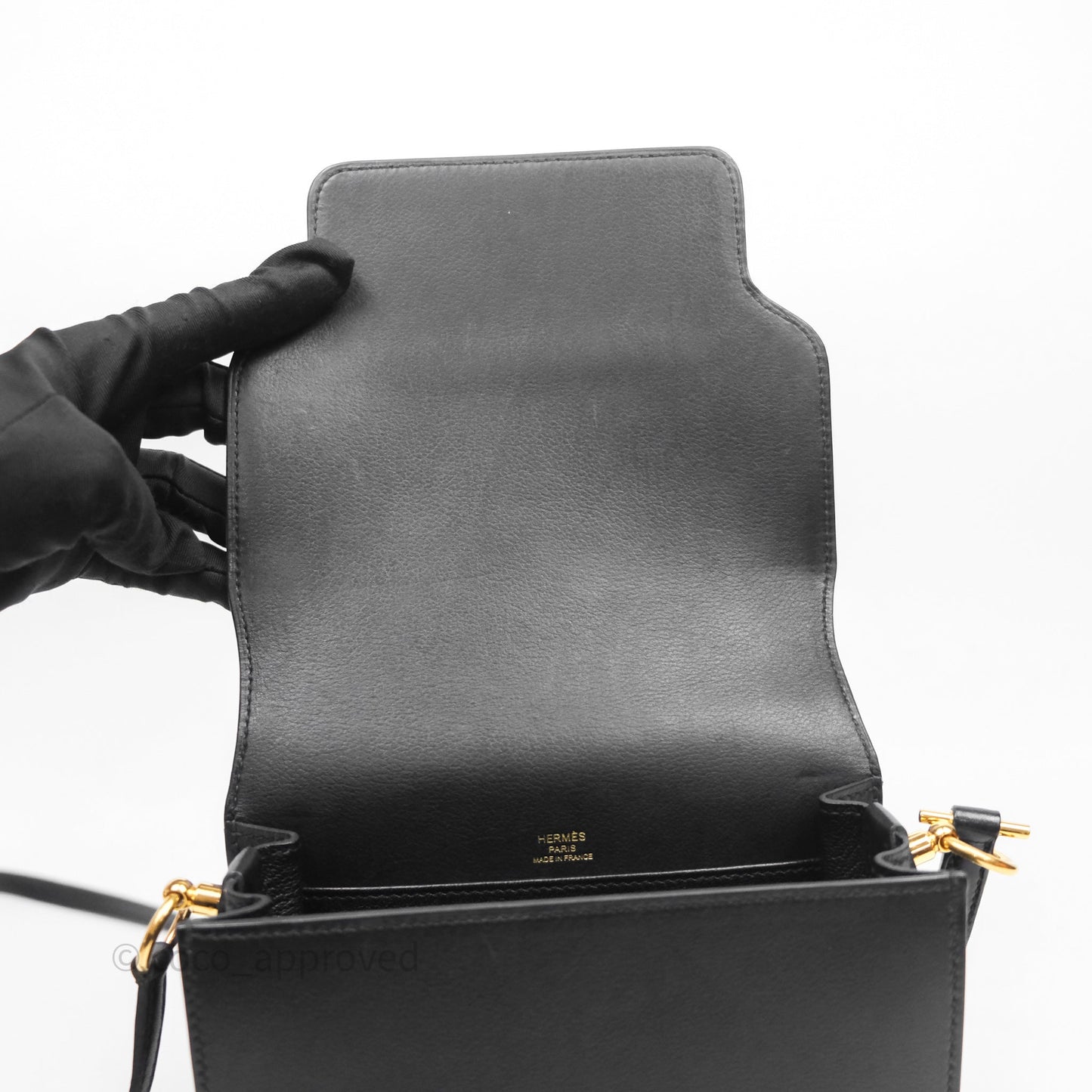 Hermès Roulis Mini 18 Black Veau Evergrain Gold Hardware