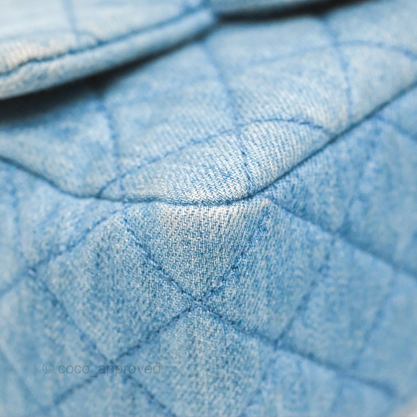 Chanel Mini Square Pearl Crush Quilted Denim Aged Gold Hardware