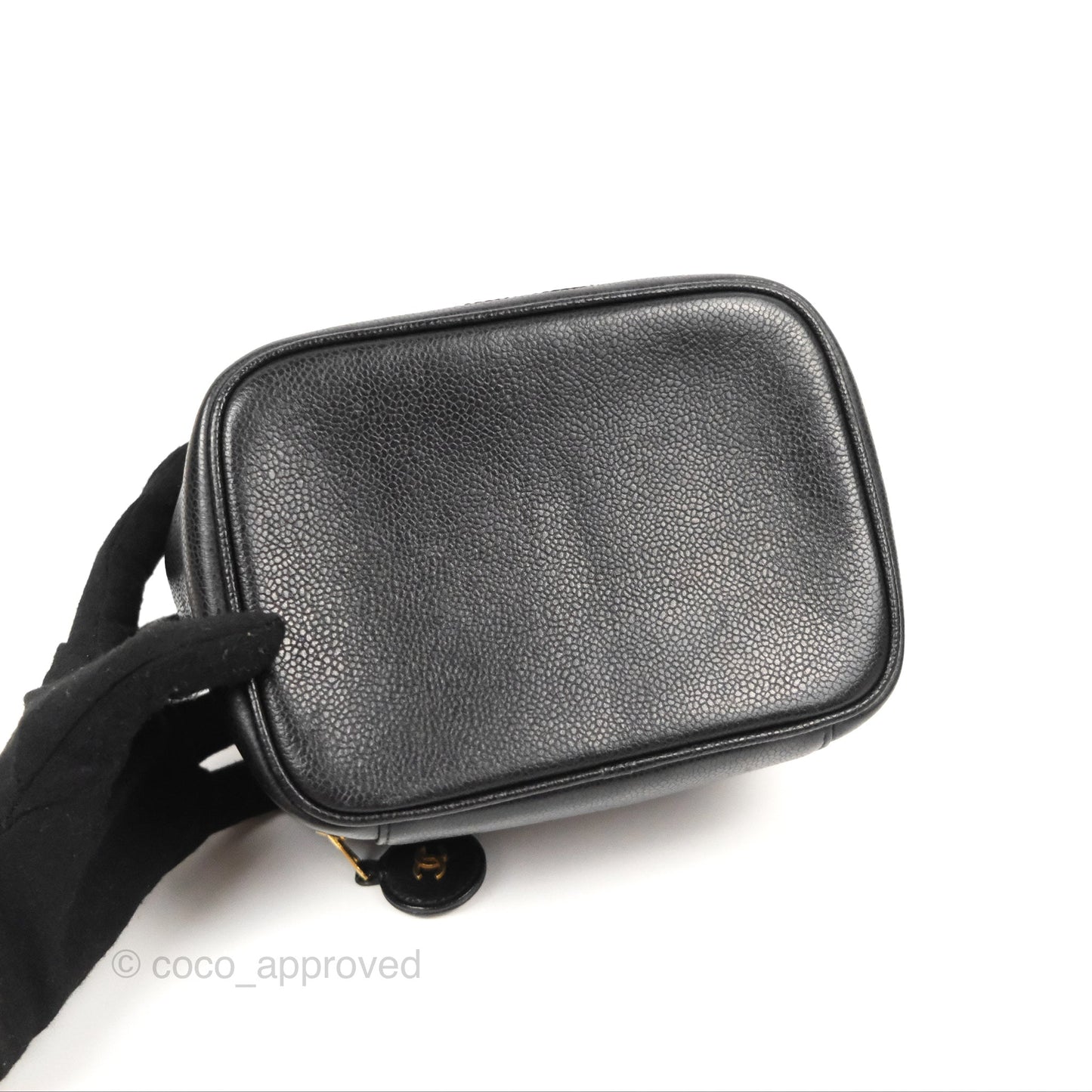 Chanel Vintage Vanity Case Black Caviar Gold Hardware