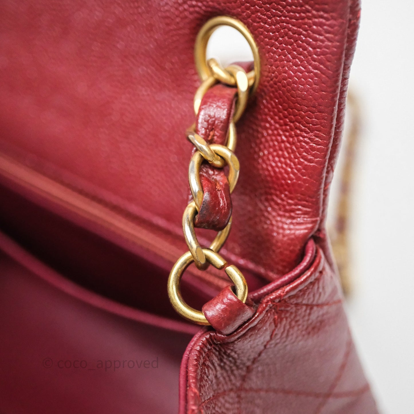 Chanel Classic Quilted Mini Rectangular Flap Burgundy Caviar Aged Gold Hardware