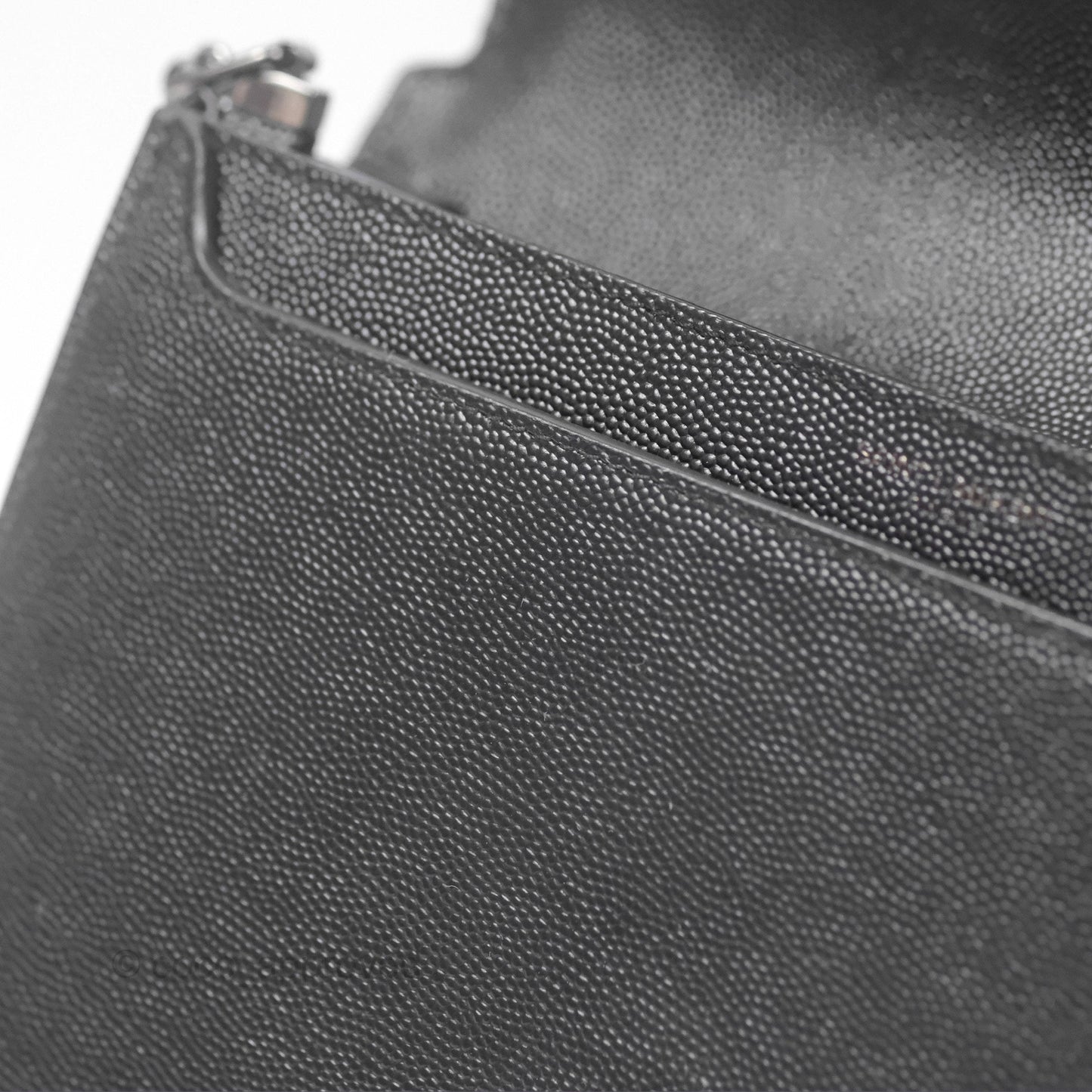 Saint Laurent Cassandra in Grain De Poudre Embossed Leather Black