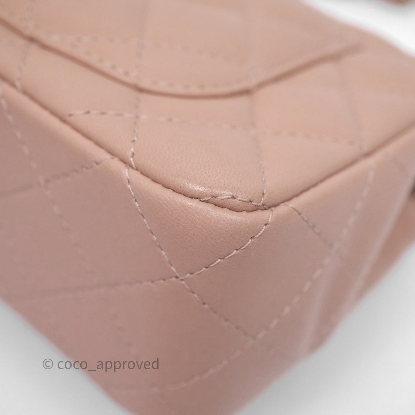 Chanel Mini Rectangular Quilted Beige Lambskin Gold Hardware