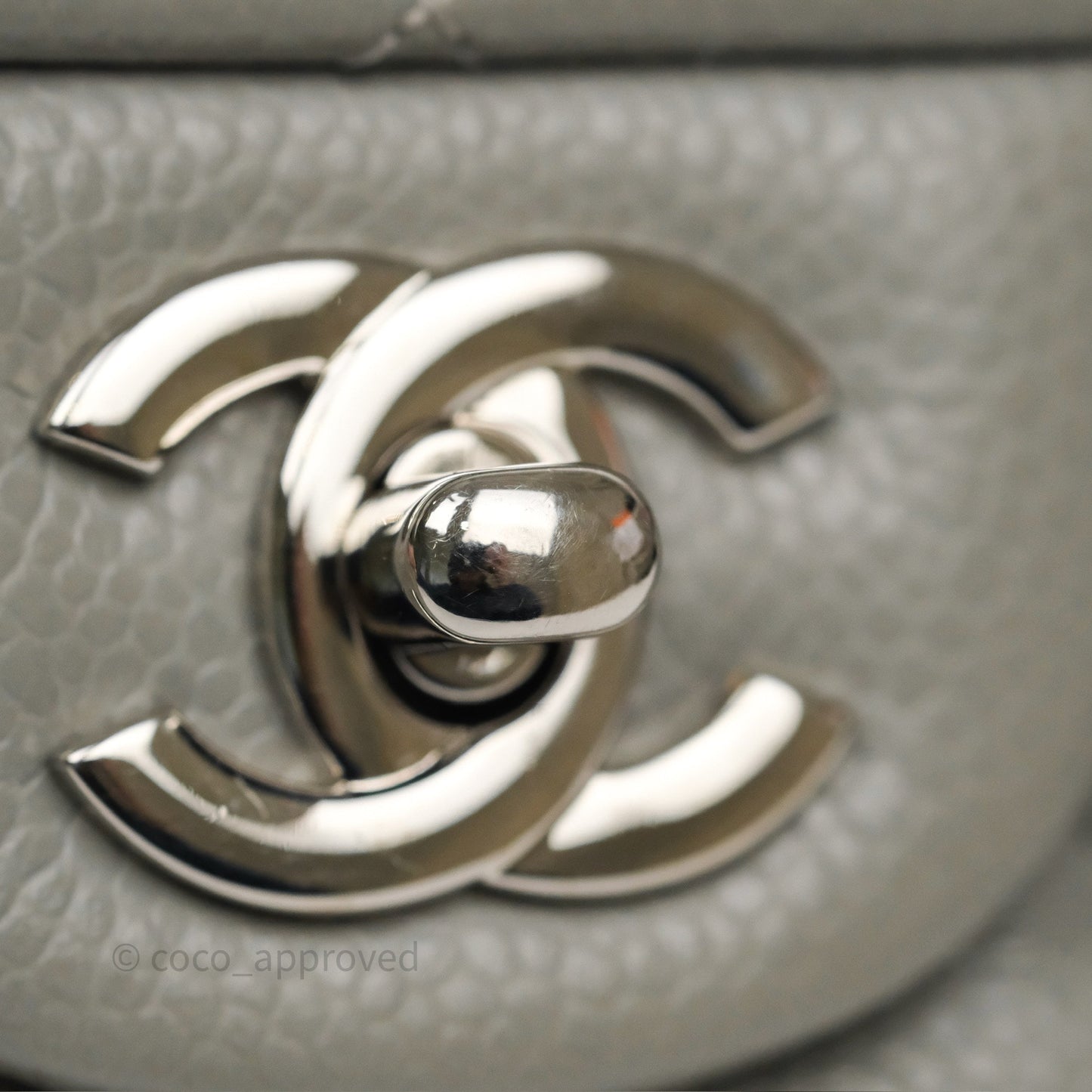 Chanel Extra Mini Rectangular Flap Quilted Light Grey Caviar Silver Hardware
