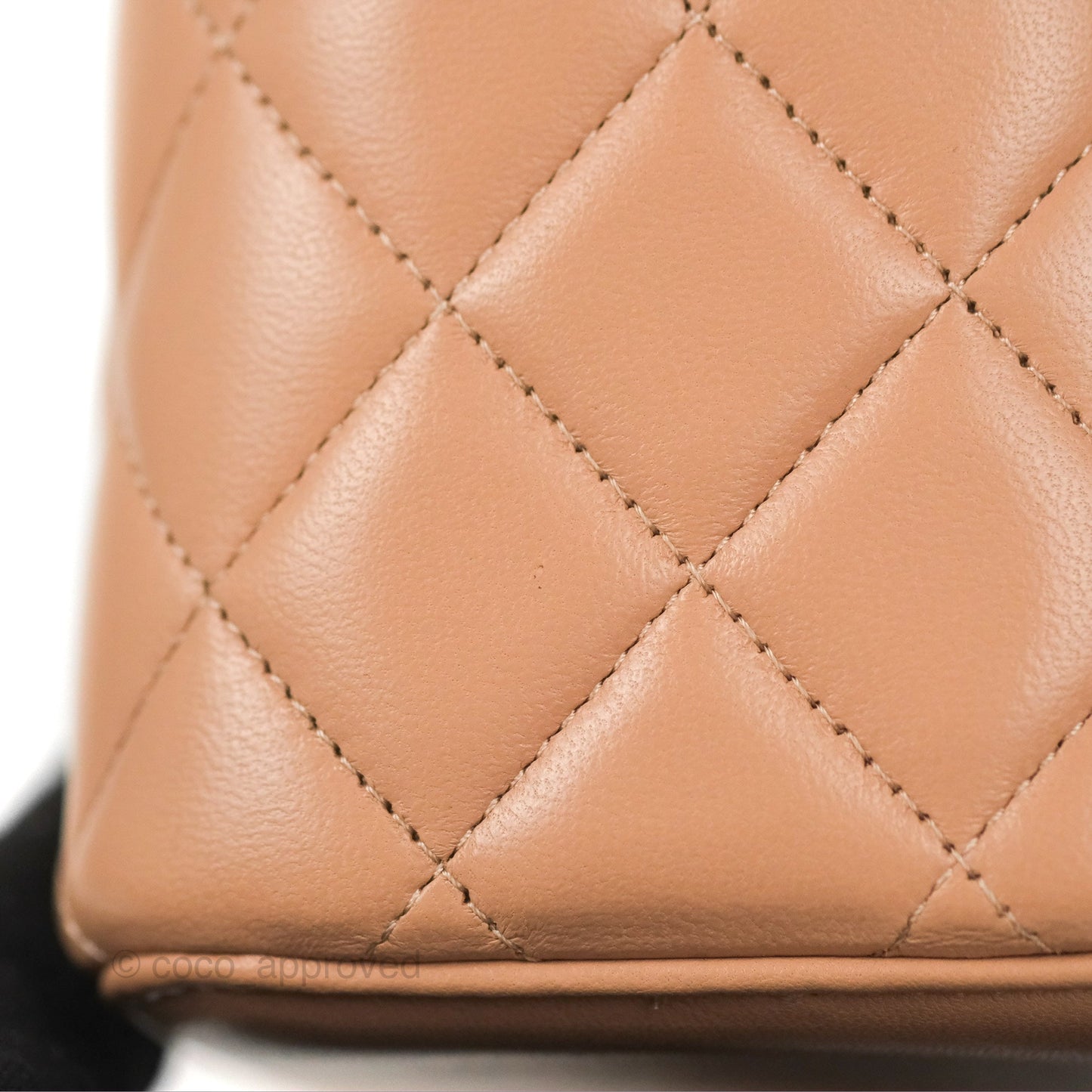Chanel Vanity Rectangular Top Handle Beige Lambskin Gold Hardware