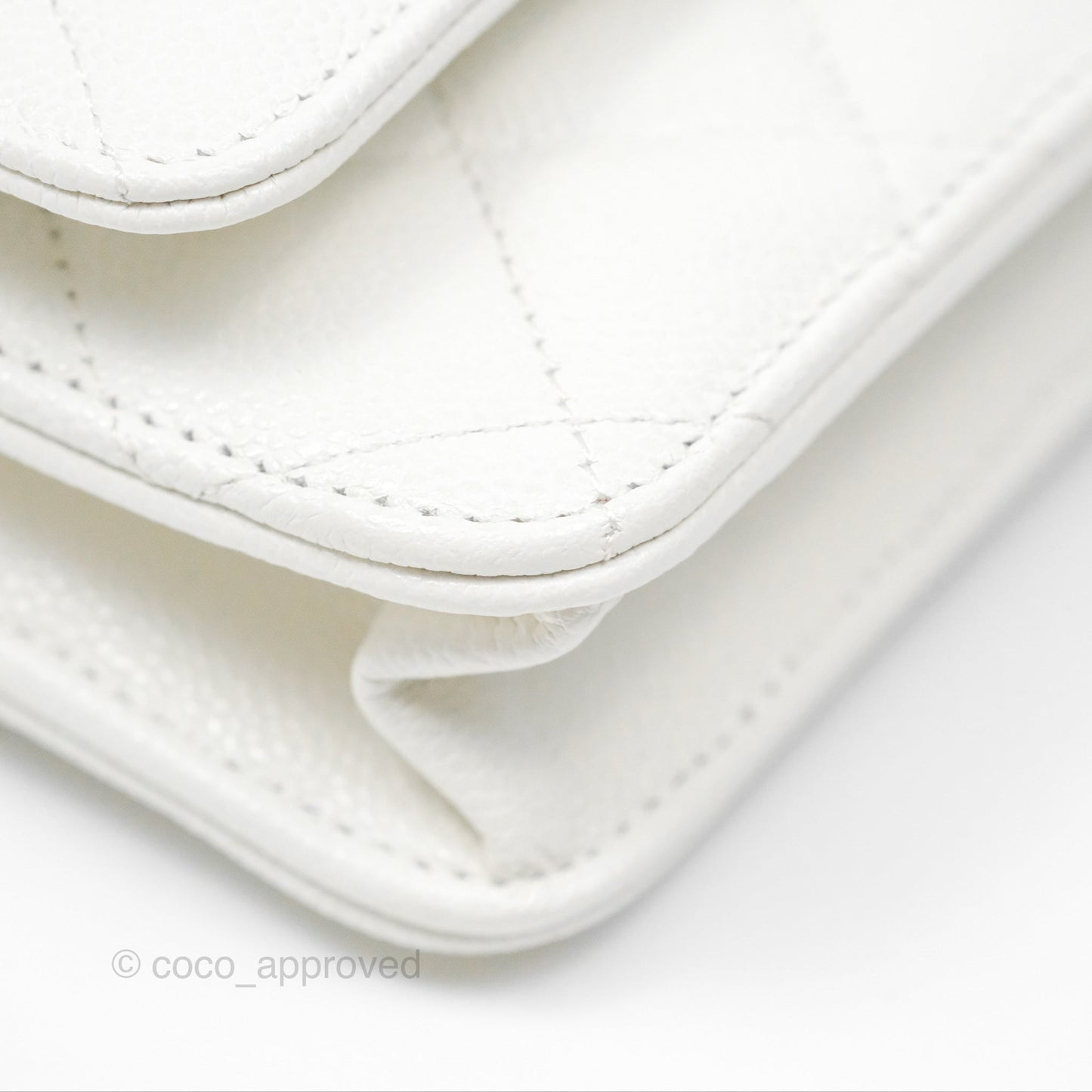 Chanel Classic Quilted Wallet On Chain WOC White Caviar Gold Hardware