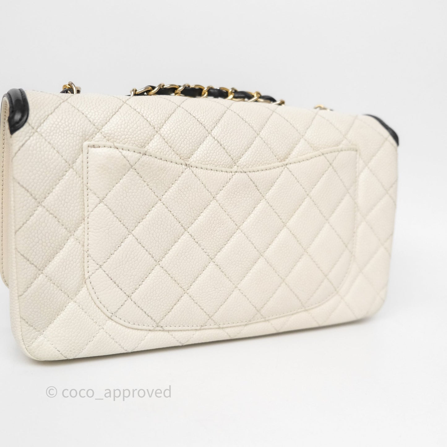 Chanel Quilted Medium CC Filigree Flap White/ Black Caviar
