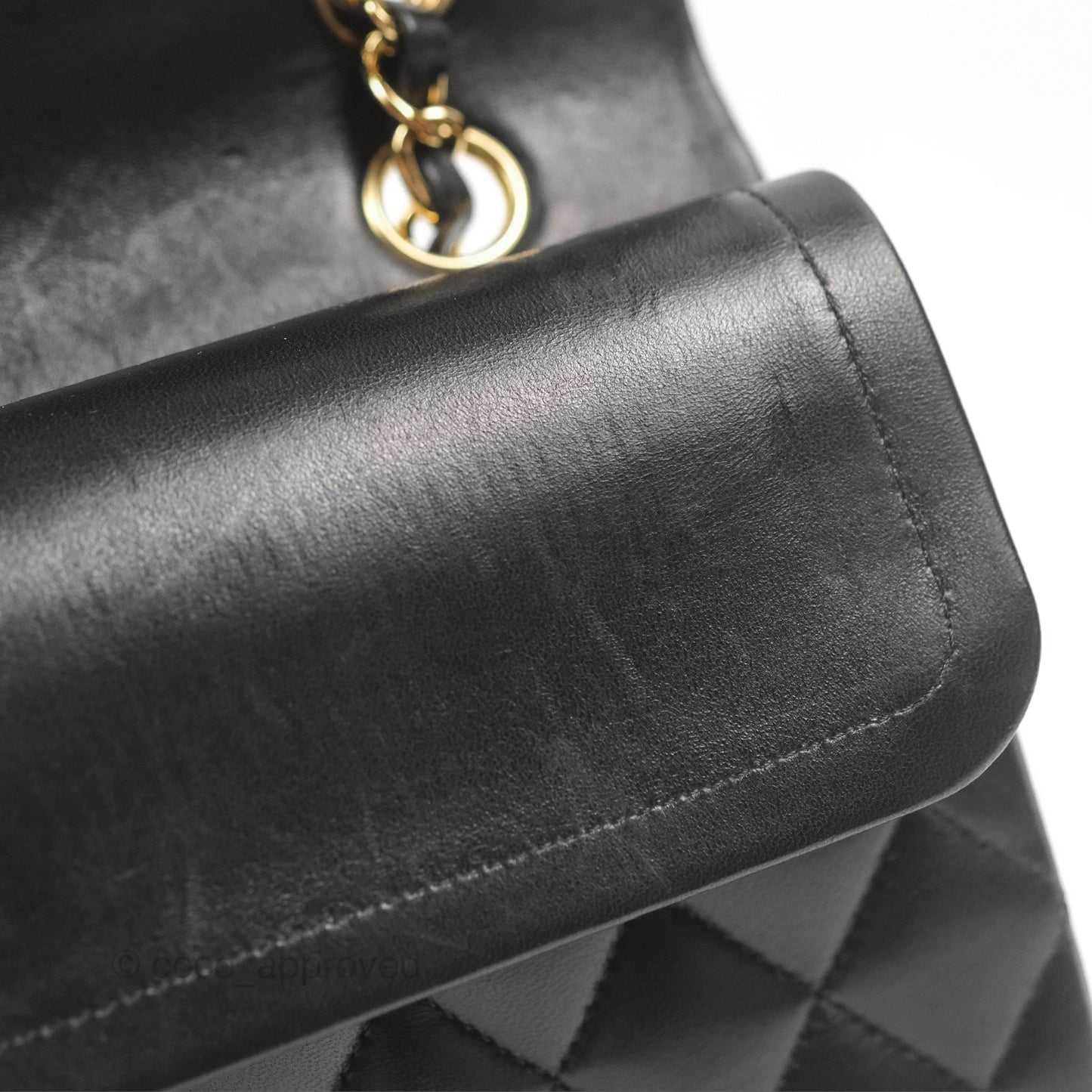 Chanel Classic M/L Medium Flap Quilted Black Lambskin Gold Hardware