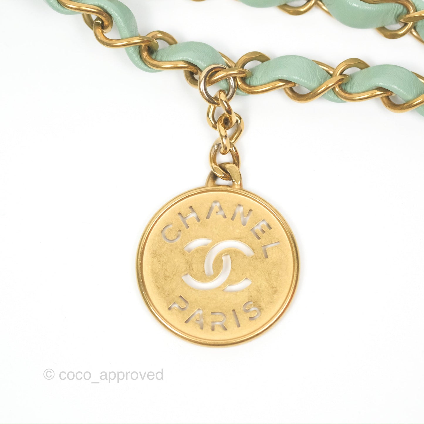 Chanel 22 Small Mint Green Shiny Aged Calfskin Aged Gold Hardware