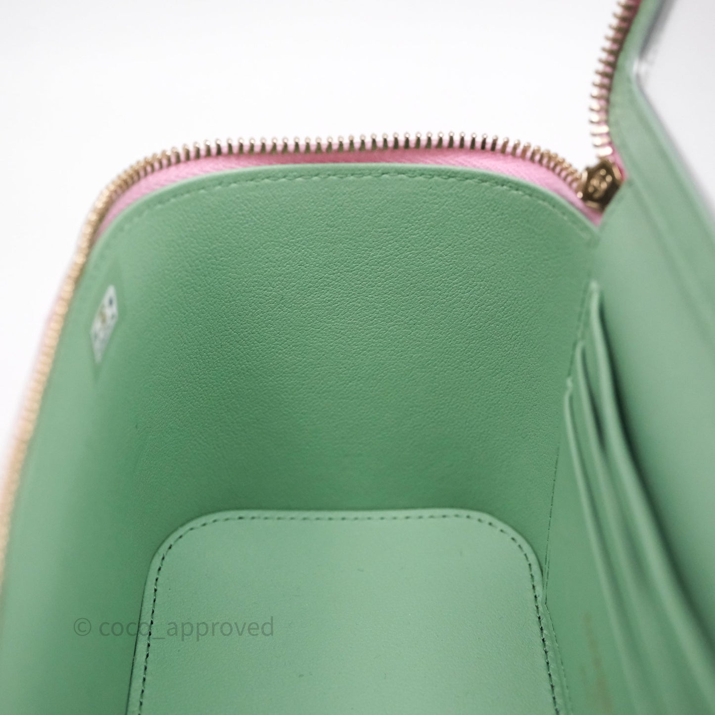 Chanel Vanity Rectangular Top Handle Pink Mint Green Lambskin Gold Hardware