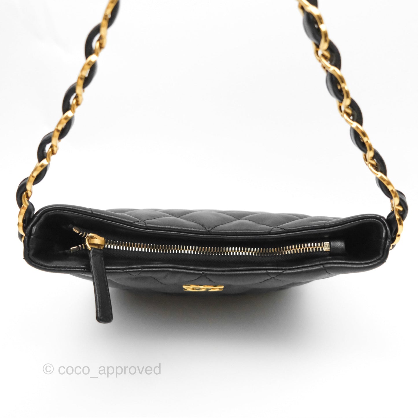 Chanel Small Hobo Bag CC Chain Black Calfskin Aged Gold Hardware 22K