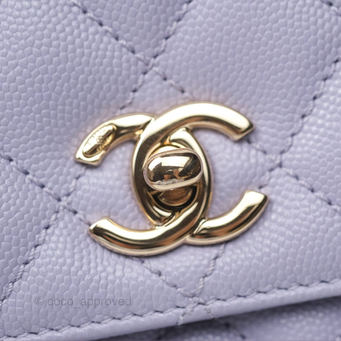 Chanel Mini Coco Handle Lilac Caviar Gold Hardware