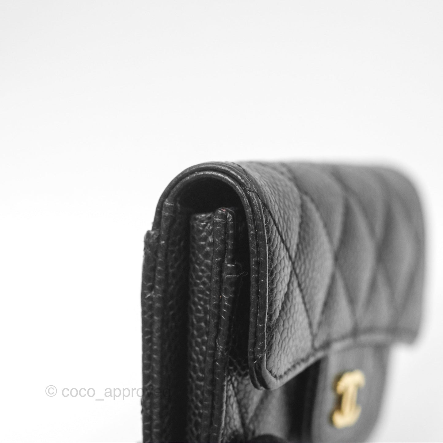 Chanel Quilted Flap Card Holder Black Caviar Gold Hardware