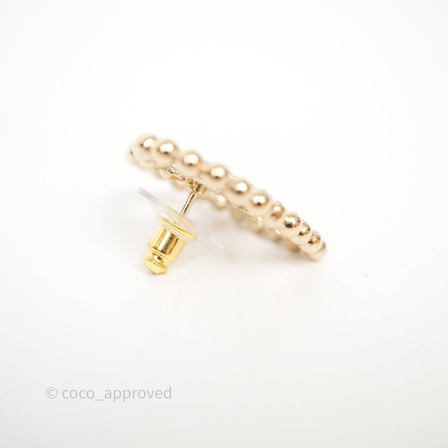 Chanel Crystal and Gold Metal CC Heart Earrings 25P