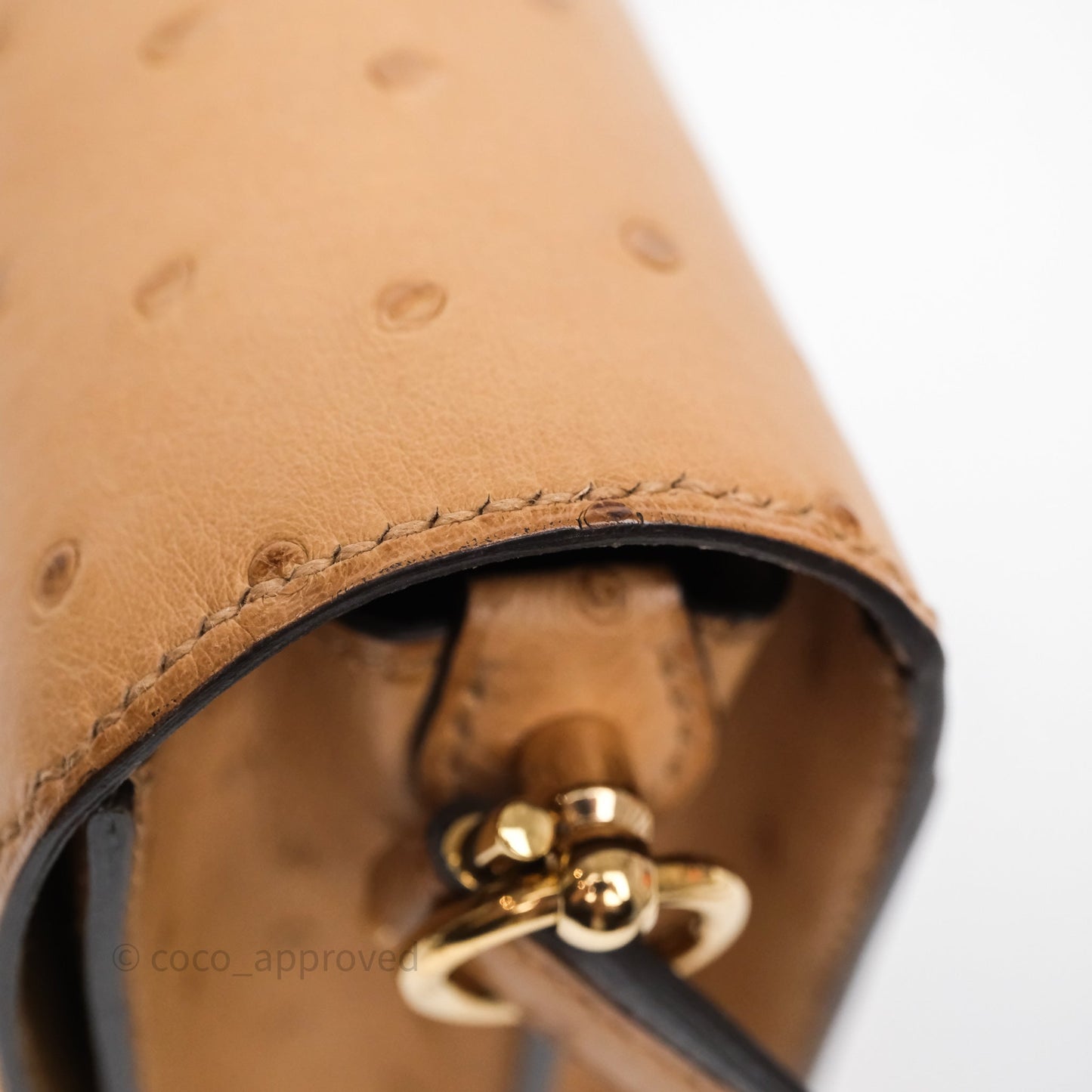 Hermès Roulis Mini 18 Chai 0M Ostich Gold Hardware