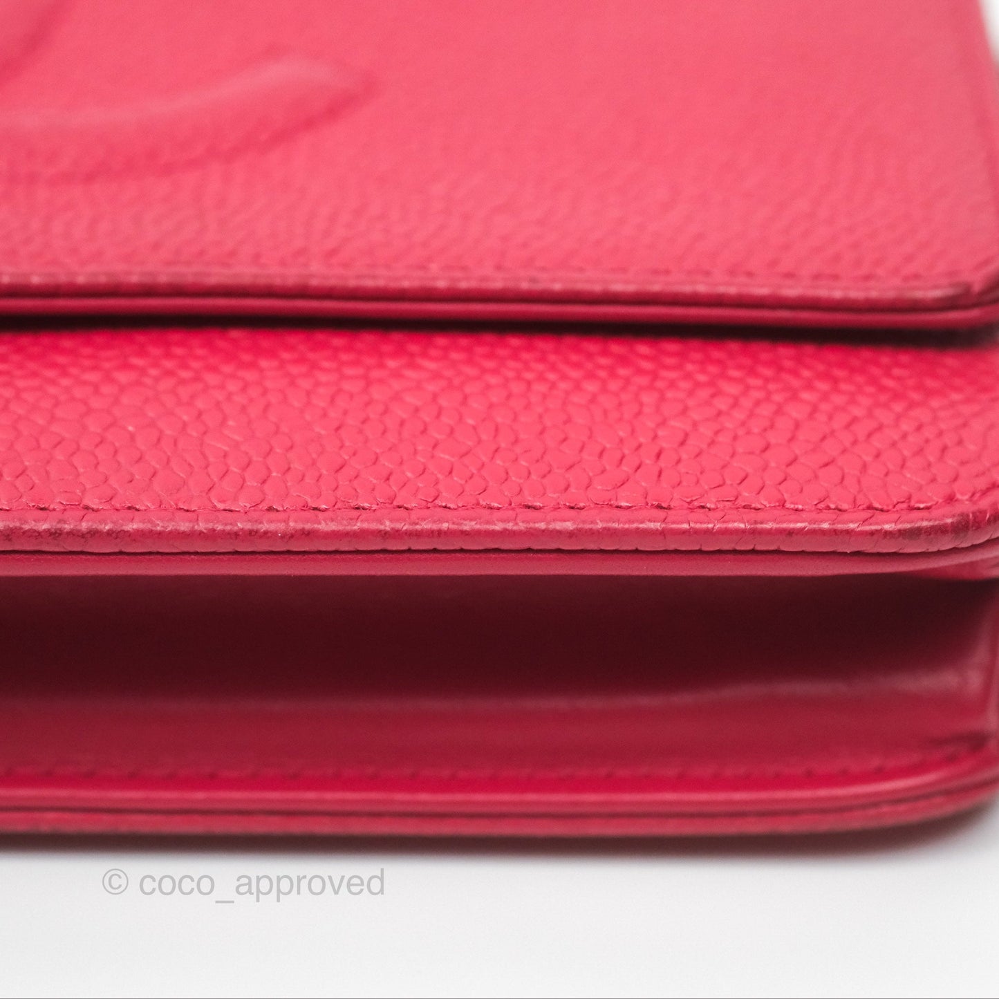 Chanel CC Wallet On Chain WOC Dark Pink Caviar Silver Hardware