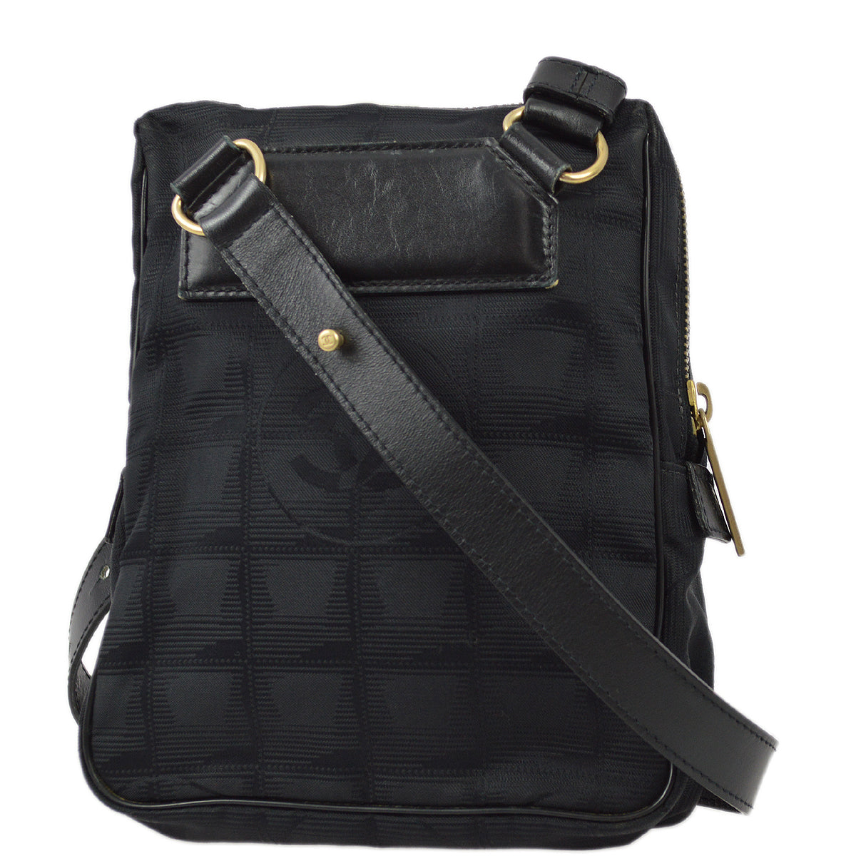 Luxury Chanel 2001-2003 Black Jacquard New Travel Line Shoulder Bag