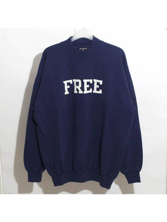 Luxury Balenciaga WoMen's Free Embroidery Distressed Sweatshirt Navy